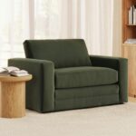 Riley 57.5" Velvet Sleeper Chair - Hale Fir Green