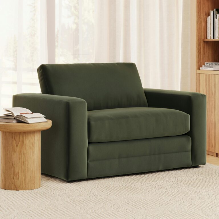 Riley 57.5" Velvet Sleeper Chair - Hale Fir Green