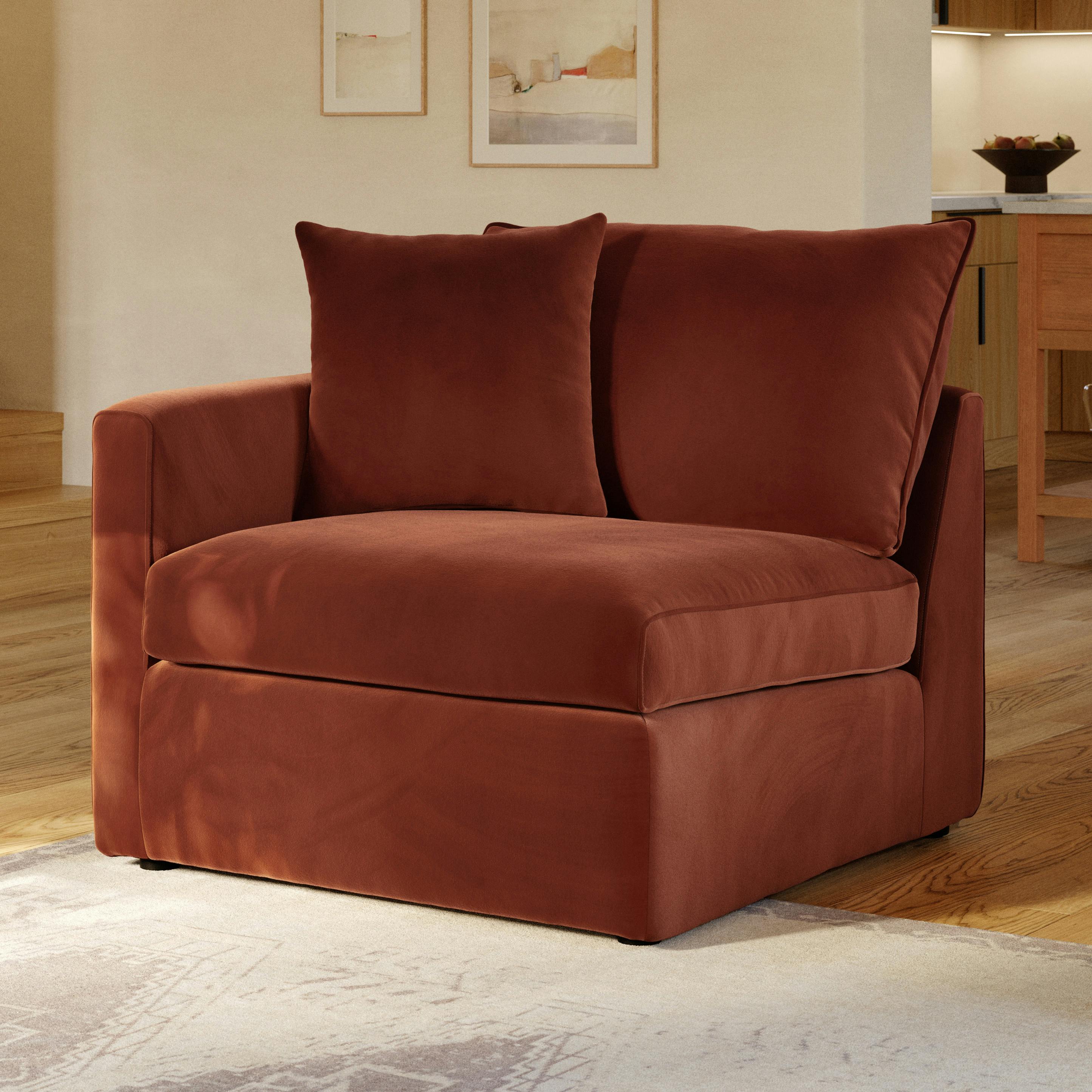 Lenae 36" Velvet Left Arm Module - Hale Rust
