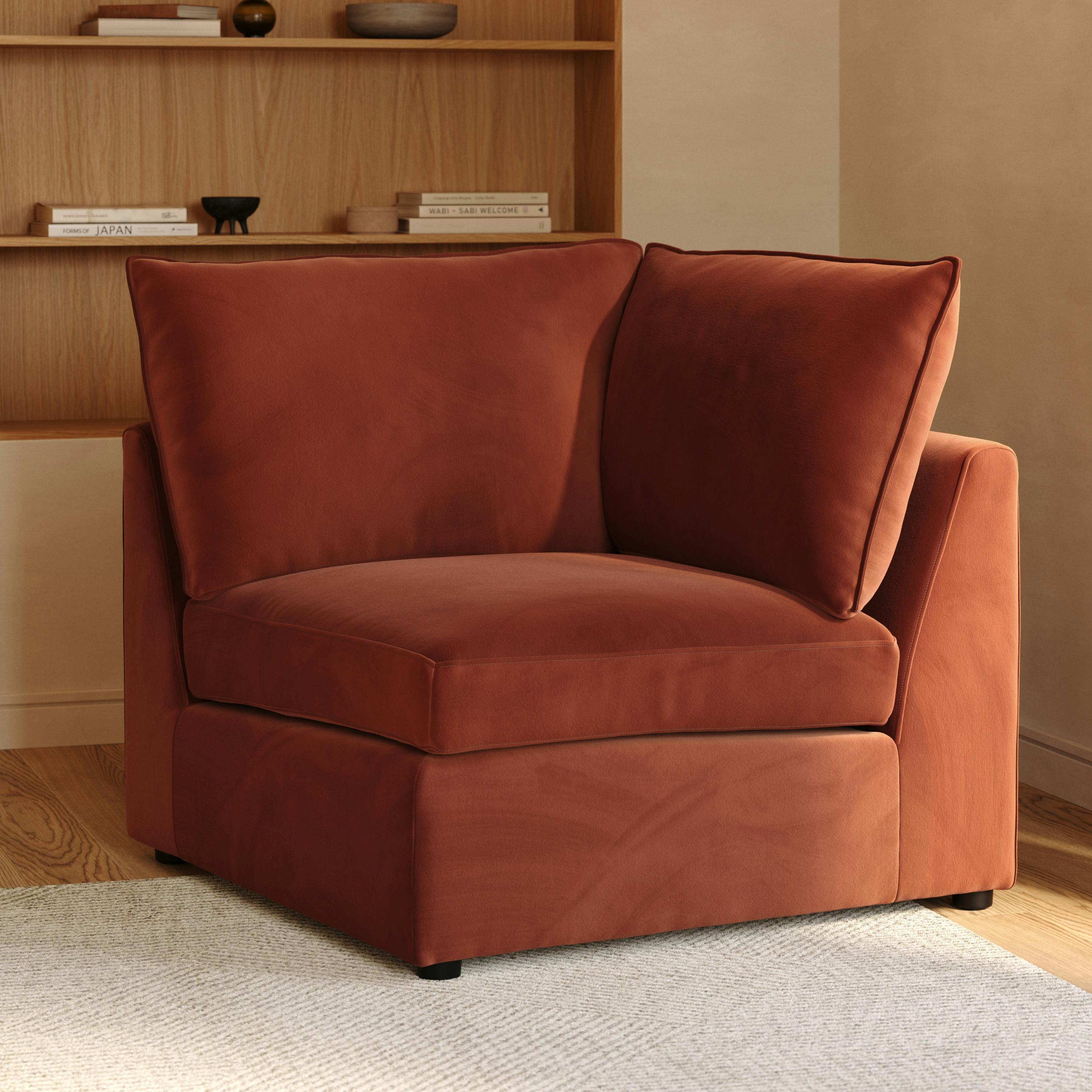 Lenae 38" Velvet Corner Module - Hale Rust