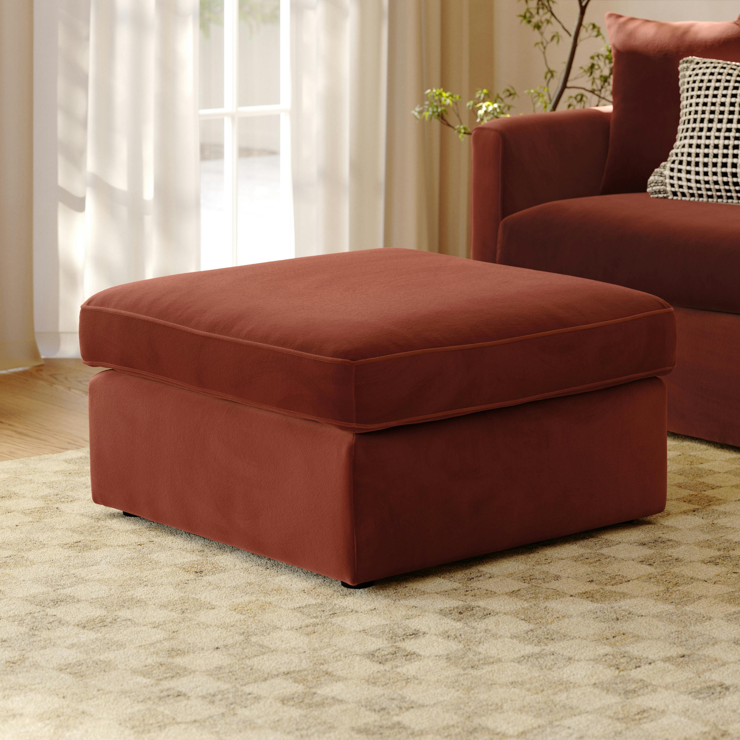 Lenae 33" Velvet Ottoman - Hale Rust
