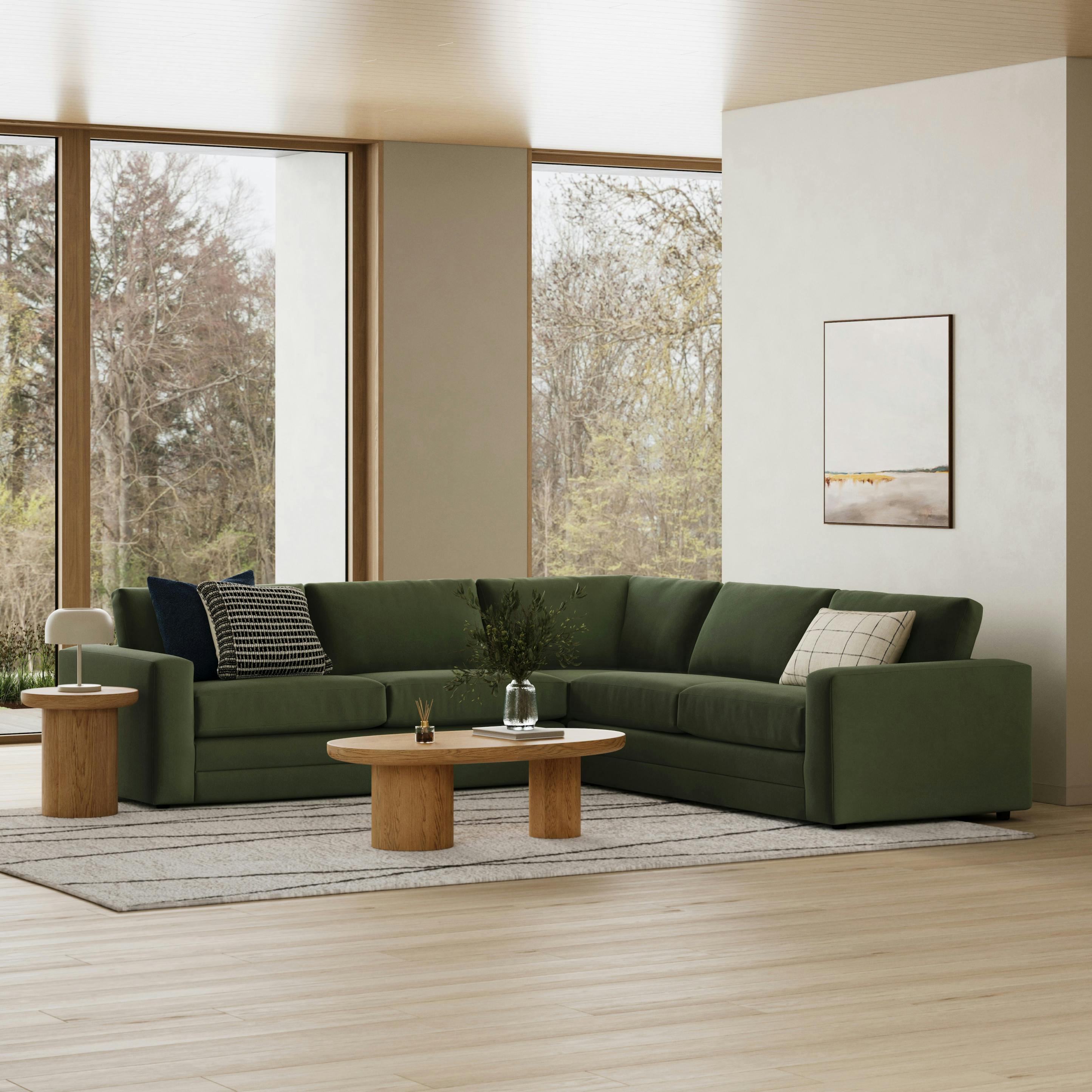 Riley 114" Velvet Corner Sectional - Hale Fir Green