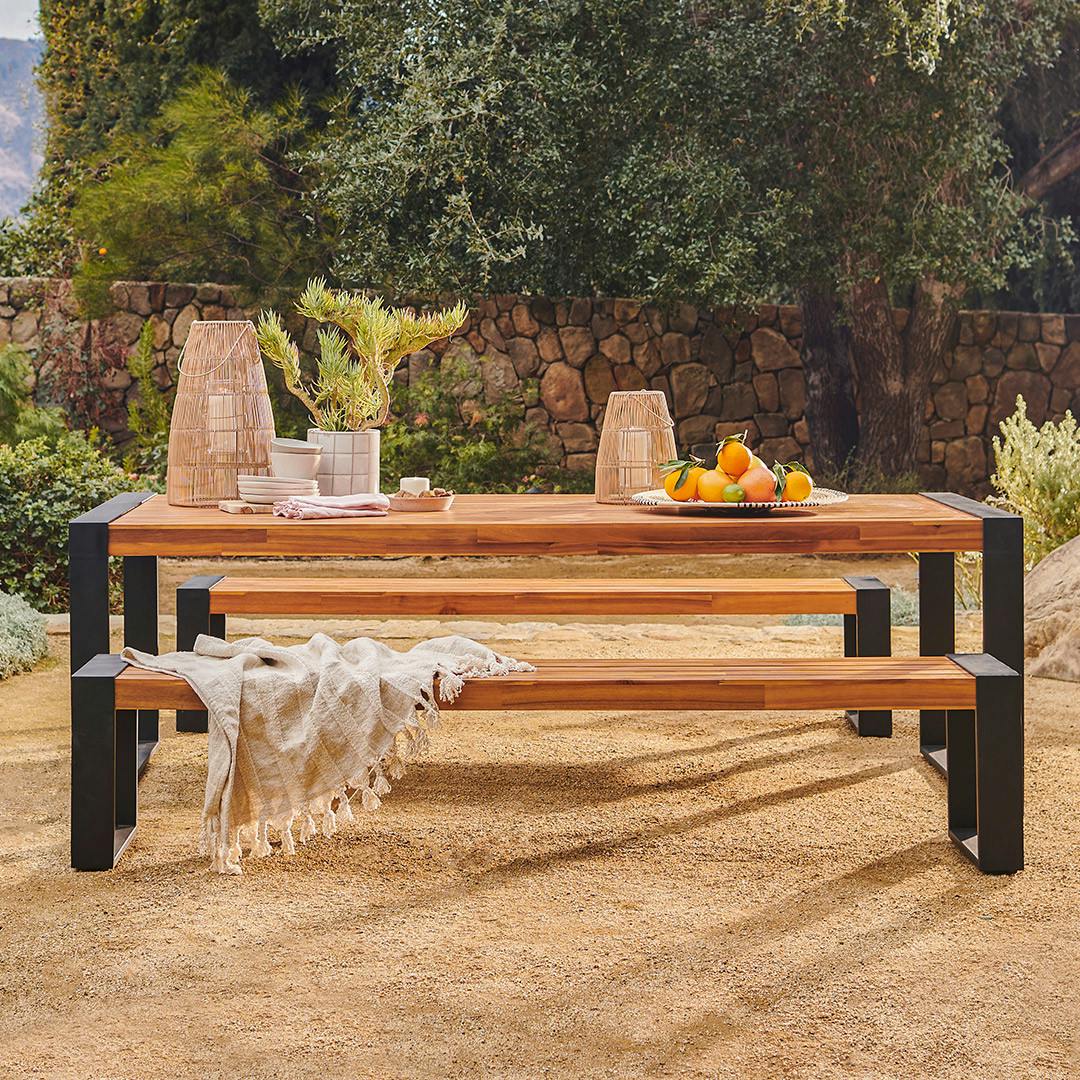 Lubek 94.5" Outdoor Dining Set - Tuscan Brown