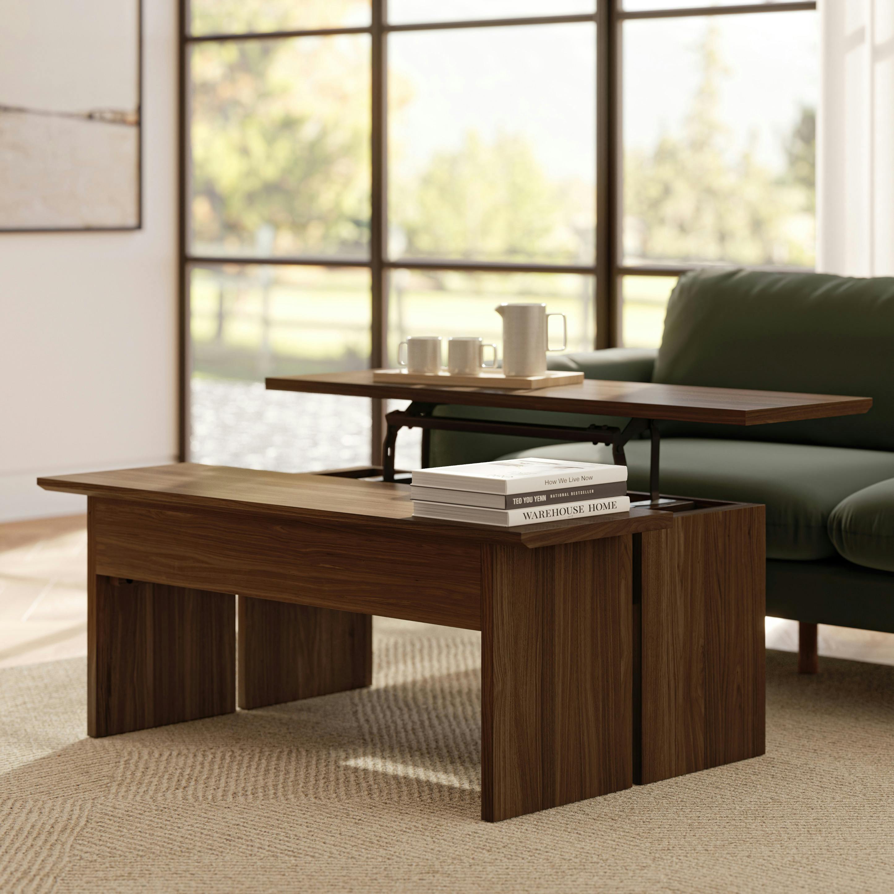 Karl 46" Lift-Top Storage Coffee Table - Walnut