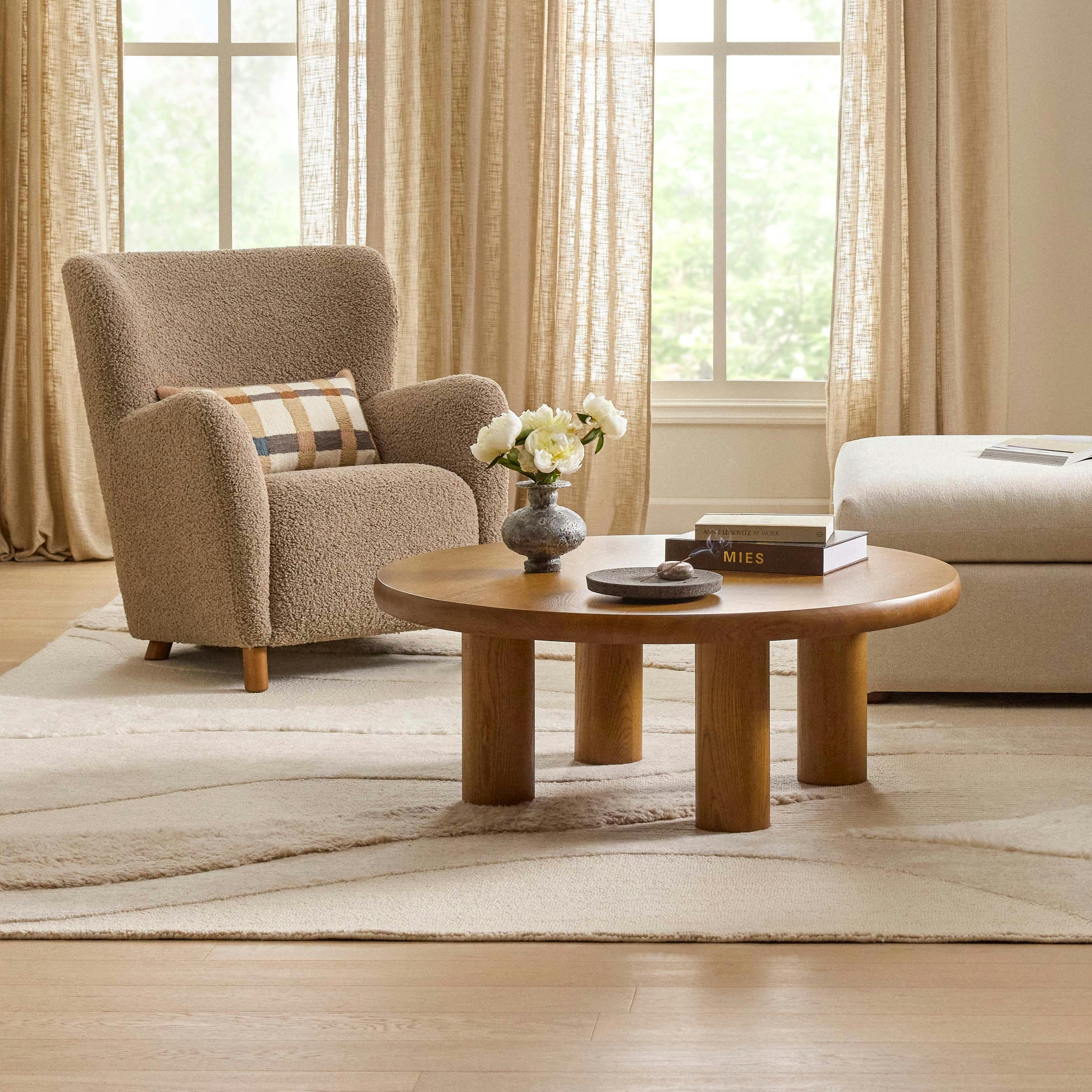 Adel 42" Round Coffee Table - Smoked Oak
