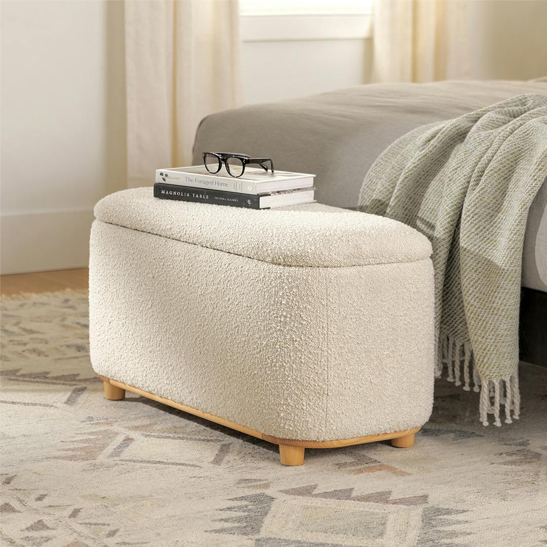 Maribo 32" Storage Ottoman - Ivory Bouclé