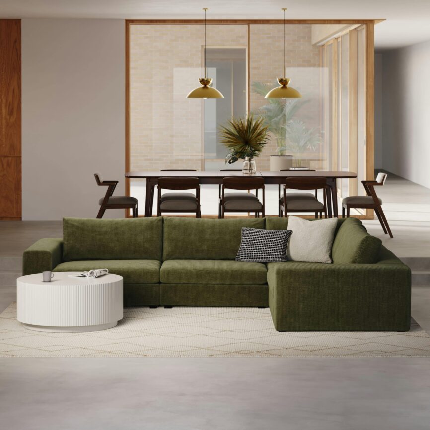 Beta 133.5" Modular L Sectional - Cypress Green