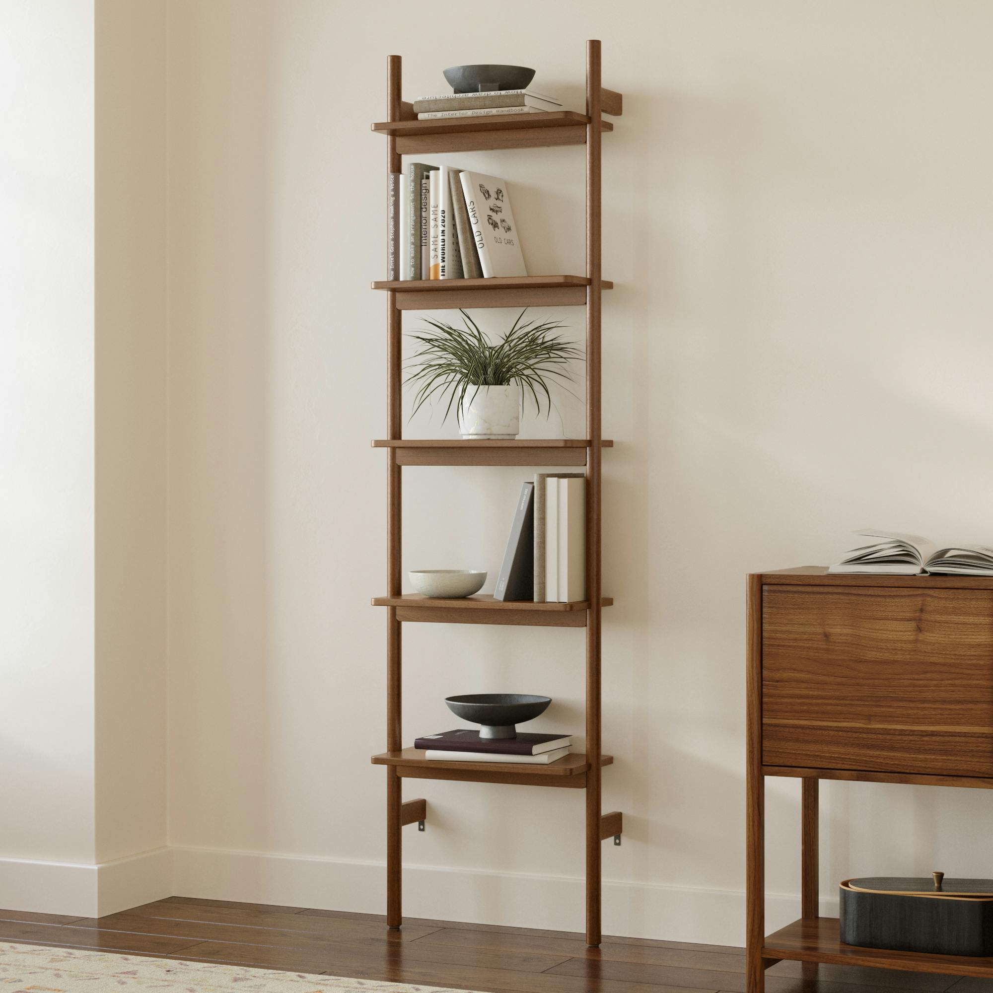 Heidi 21" Modular Shelving Unit, Narrow - Walnut