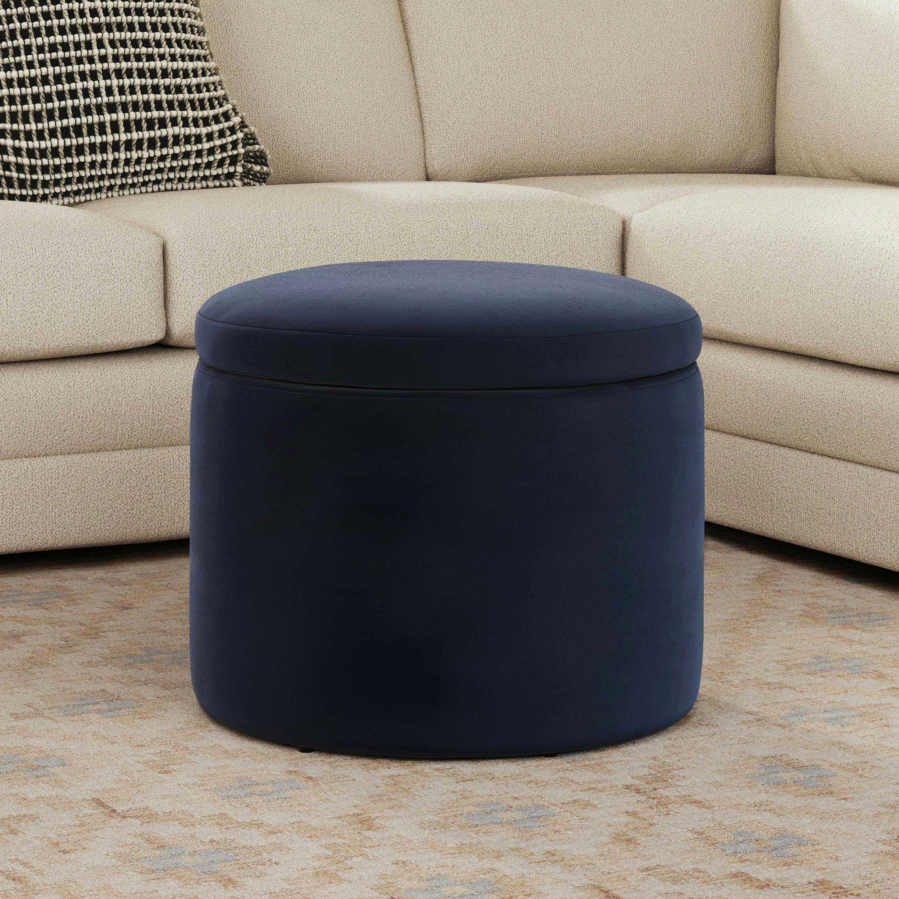 Benson 23.5" Velvet Storage Ottoman - Hale Ink