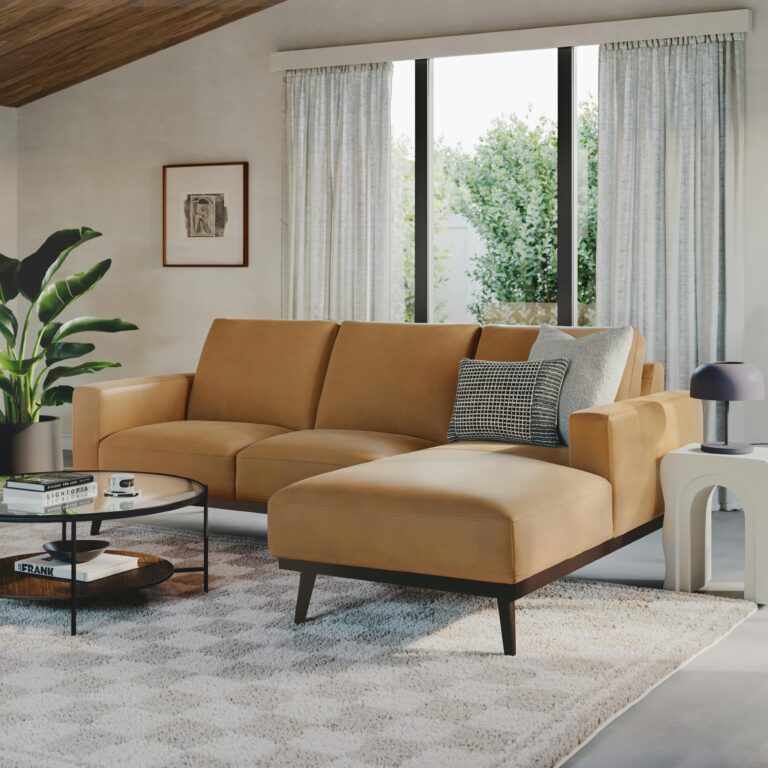 Rhett 93" Leather Right Chaise Sectional - Charme Tan