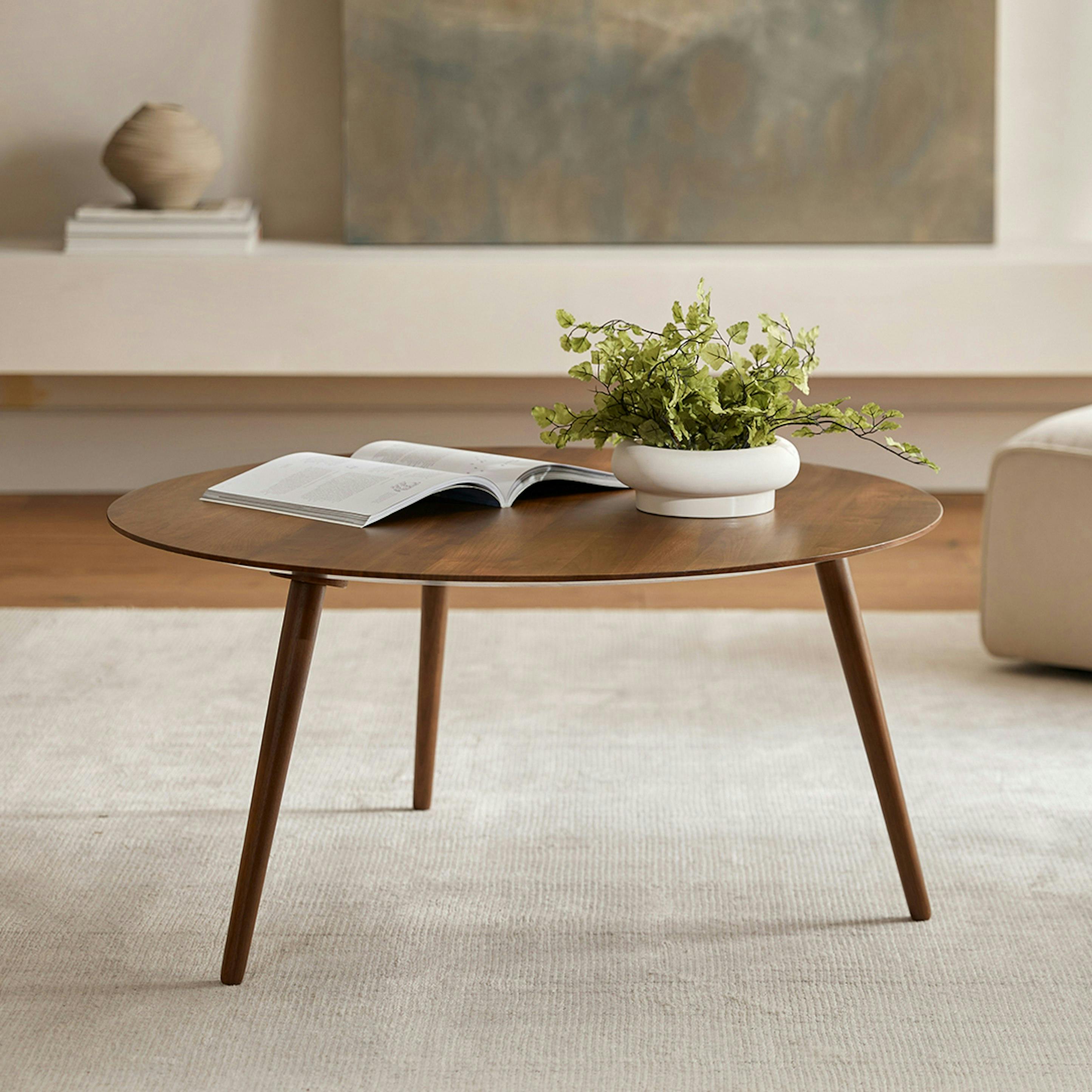 Amoeba 35.5" Round Coffee Table - Walnut