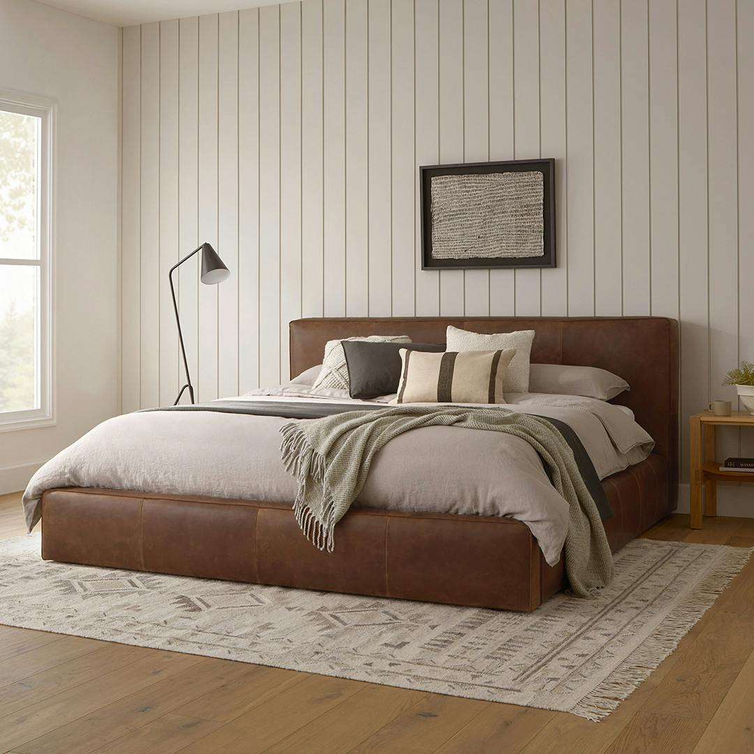 Cigar King Leather Storage Bed - Indiana Brown