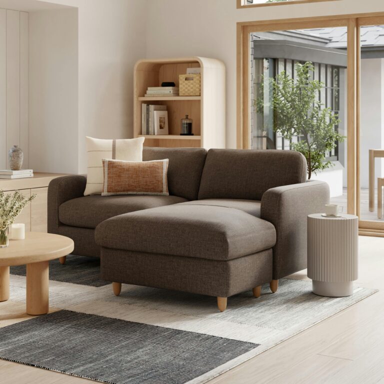 Vati 80" Right Storage Sectional - Natural Oak and Buckler Brown