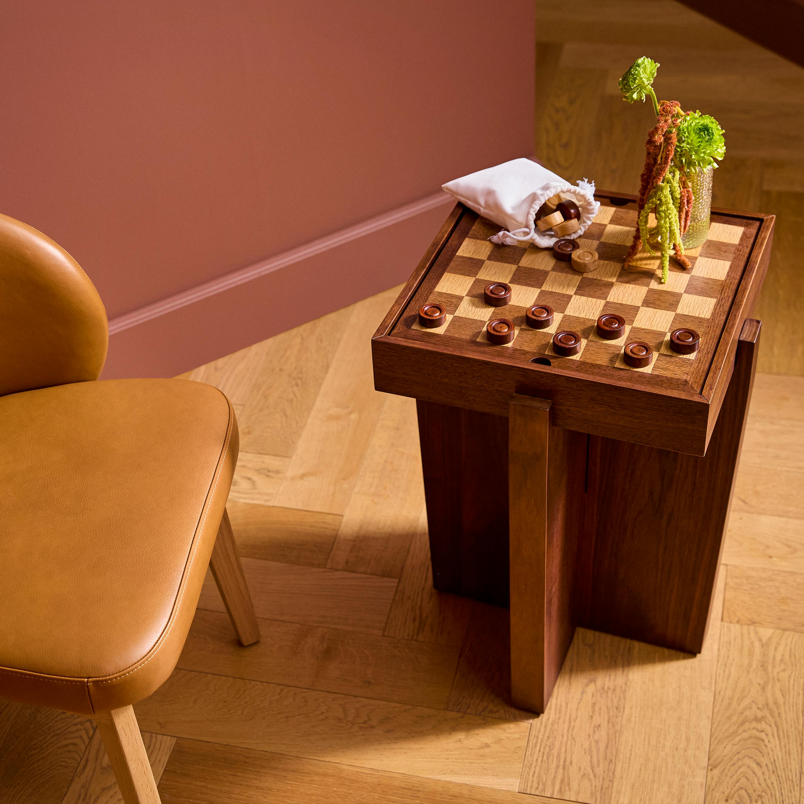 Harmon Checkerboard Side Table - Walnut