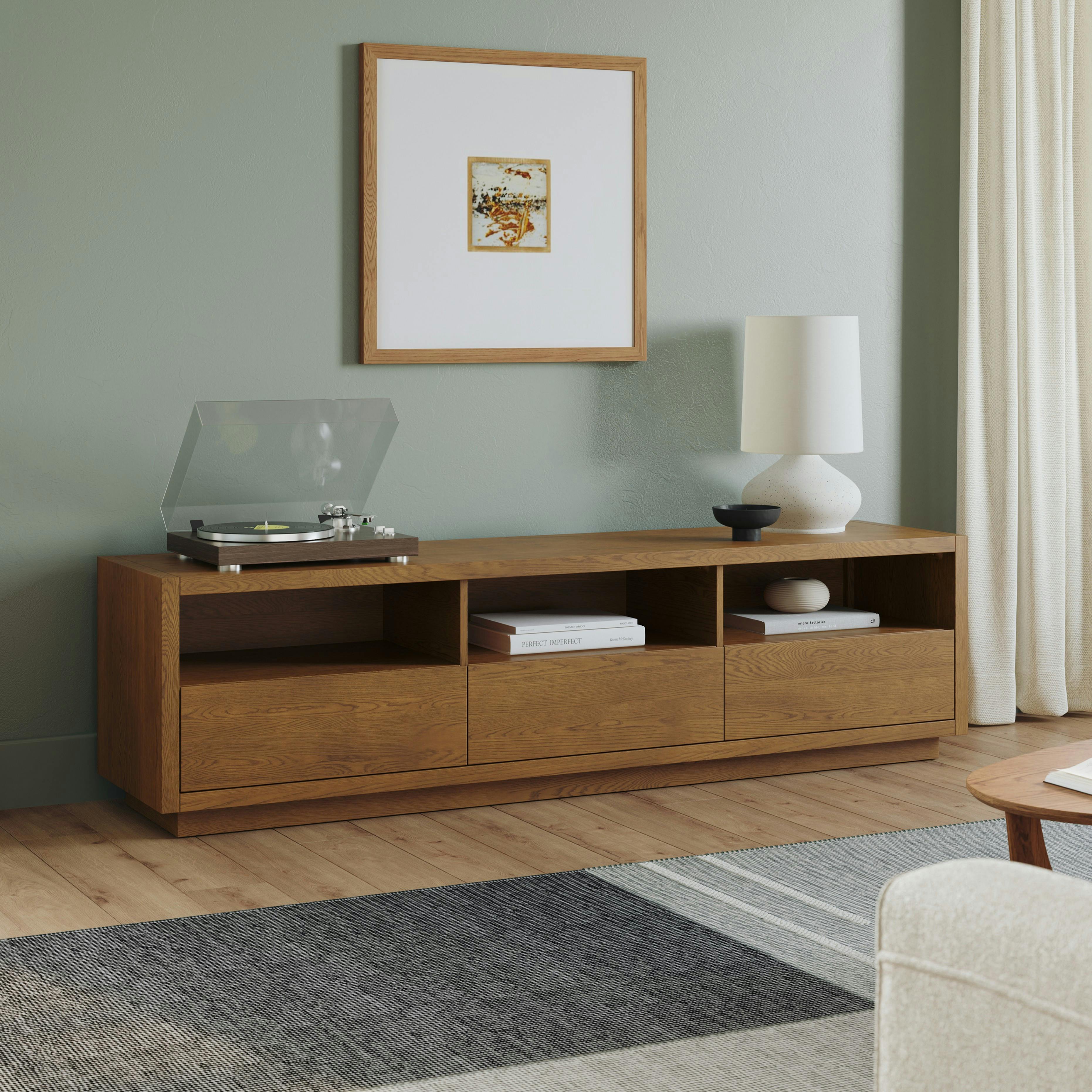 Leif 80" Media Unit - Smoked Oak