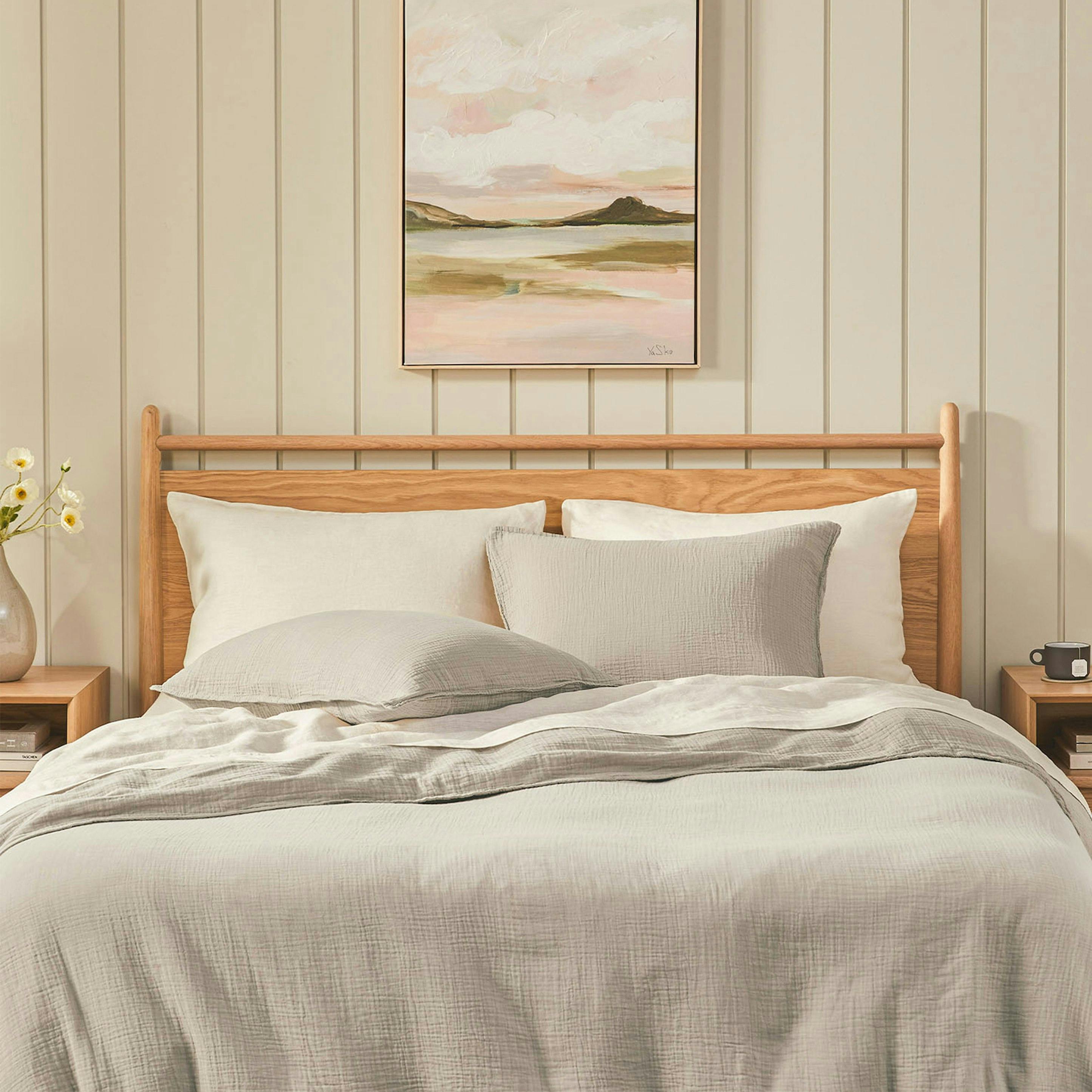 Leni King Cotton Gauze Duvet Cover - Taupe