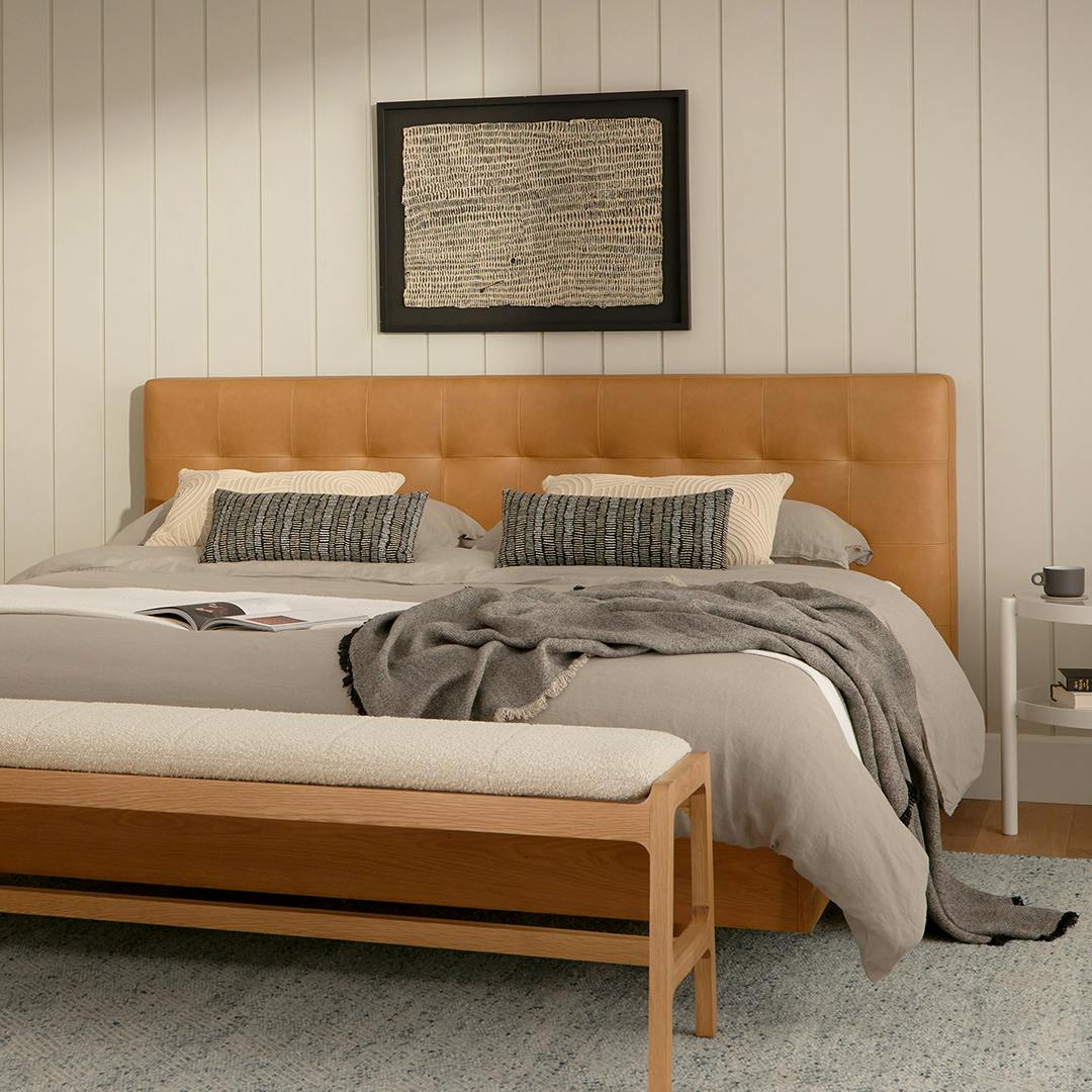 Sven King Tufted Leather Headboard - Charme Tan