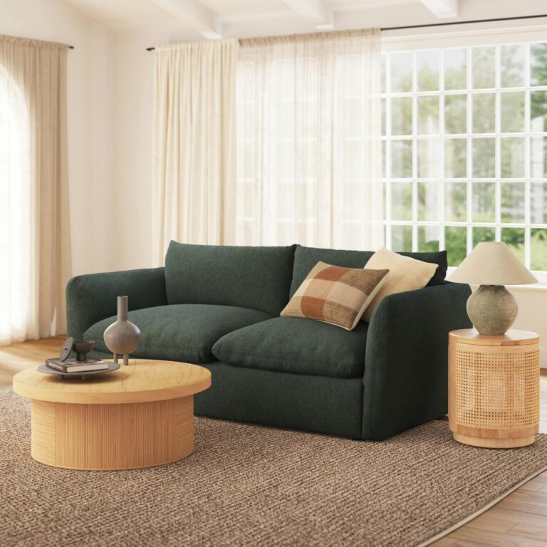 Leigh 86" Sofa Bed - Green Wool Bouclé