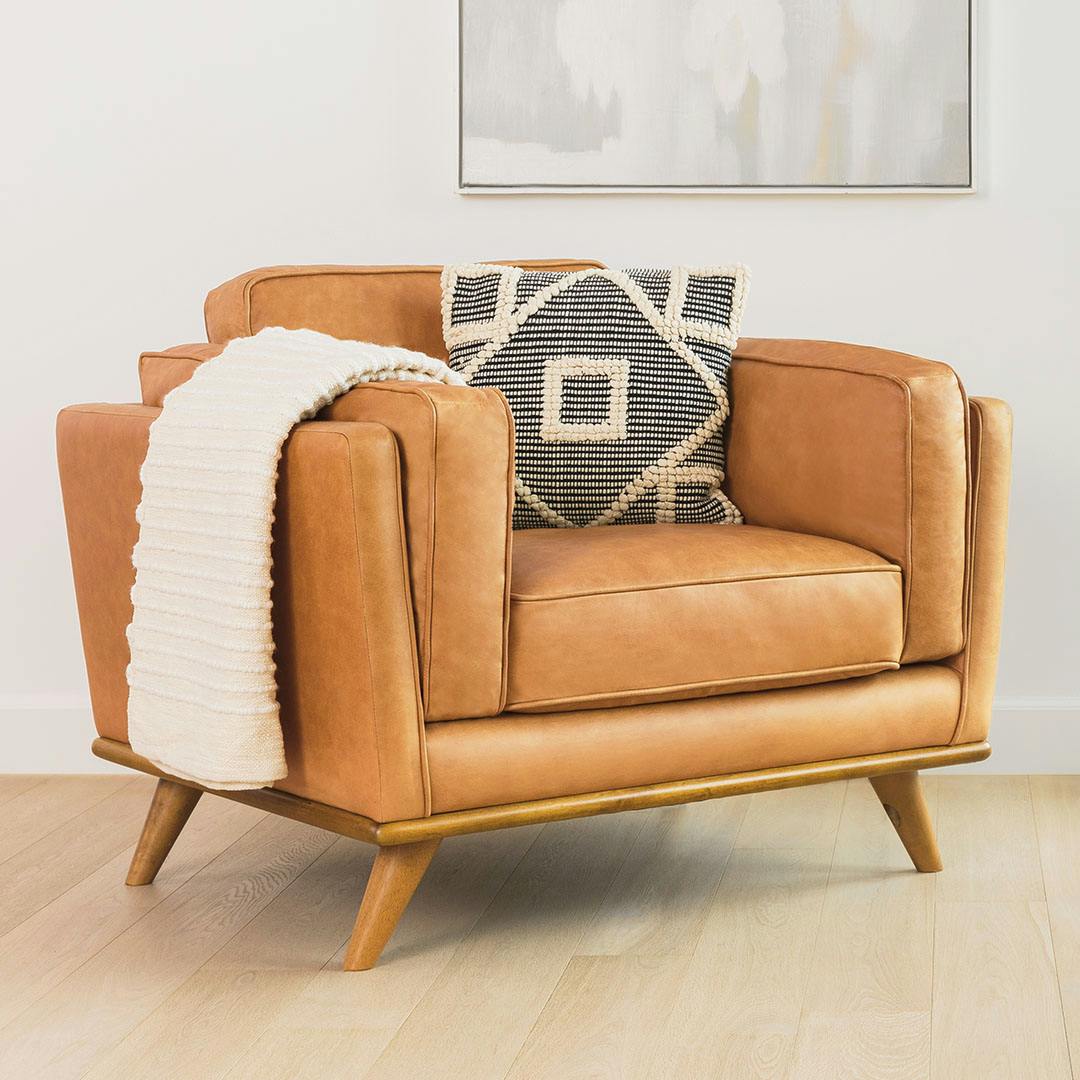 Timber 41" Leather Lounge Chair - Charme Tan