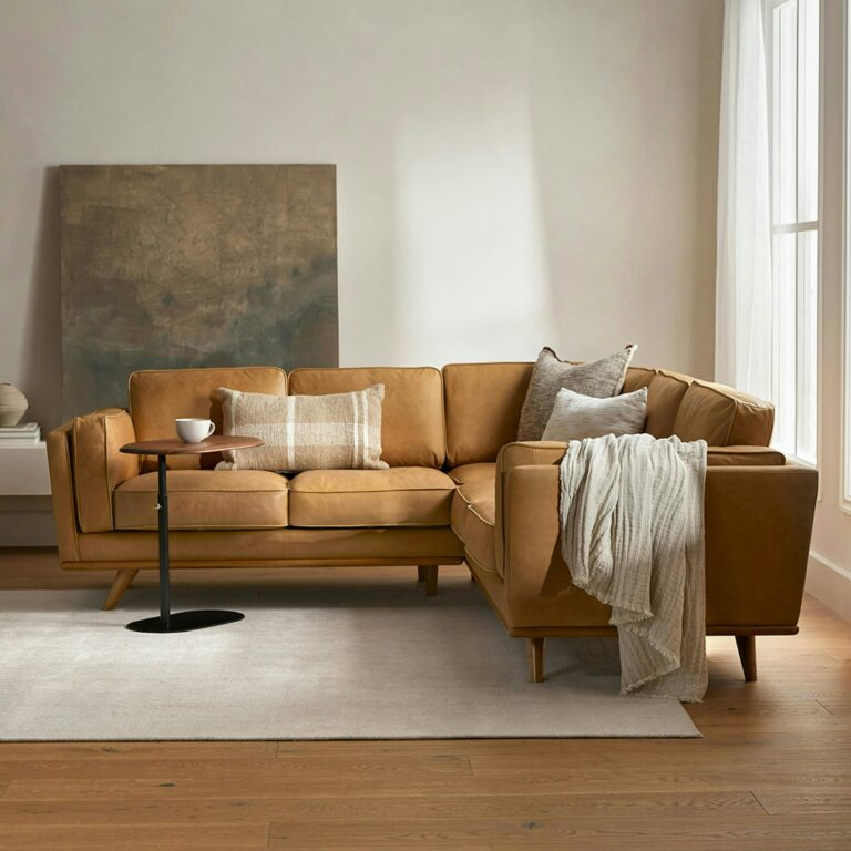 Timber 93" Leather Corner Sectional - Charme Tan