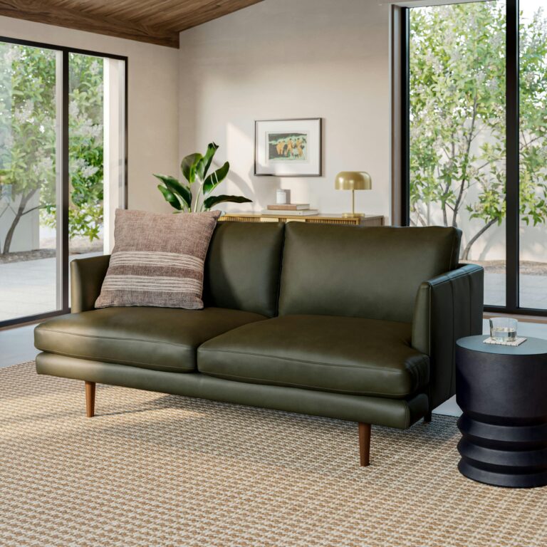 Burrard 67" Leather Loveseat - Charme Green