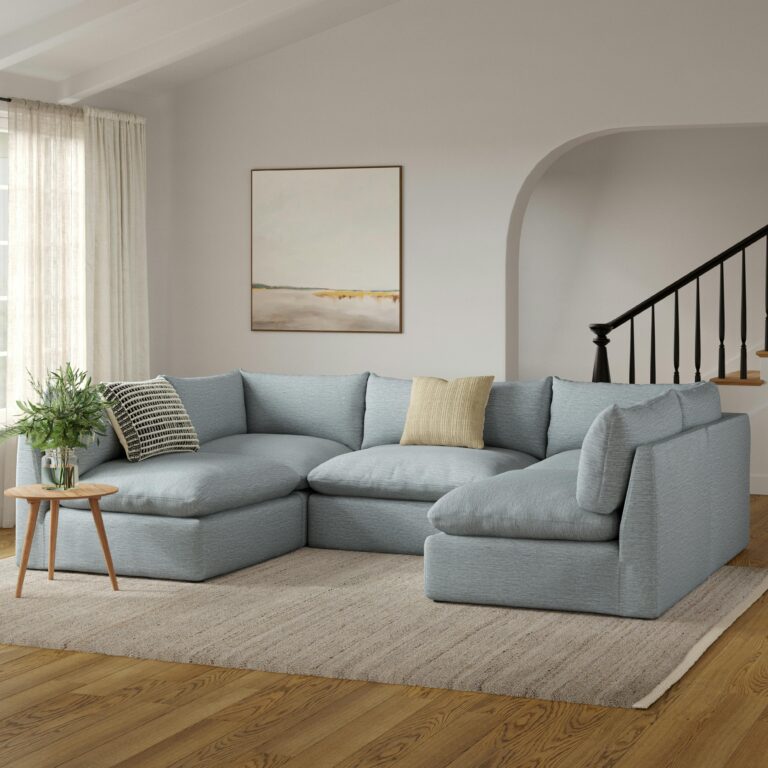 Leigh 120.5" Modular 5-Seater U-Shaped Sectional - Silver Light Blue
