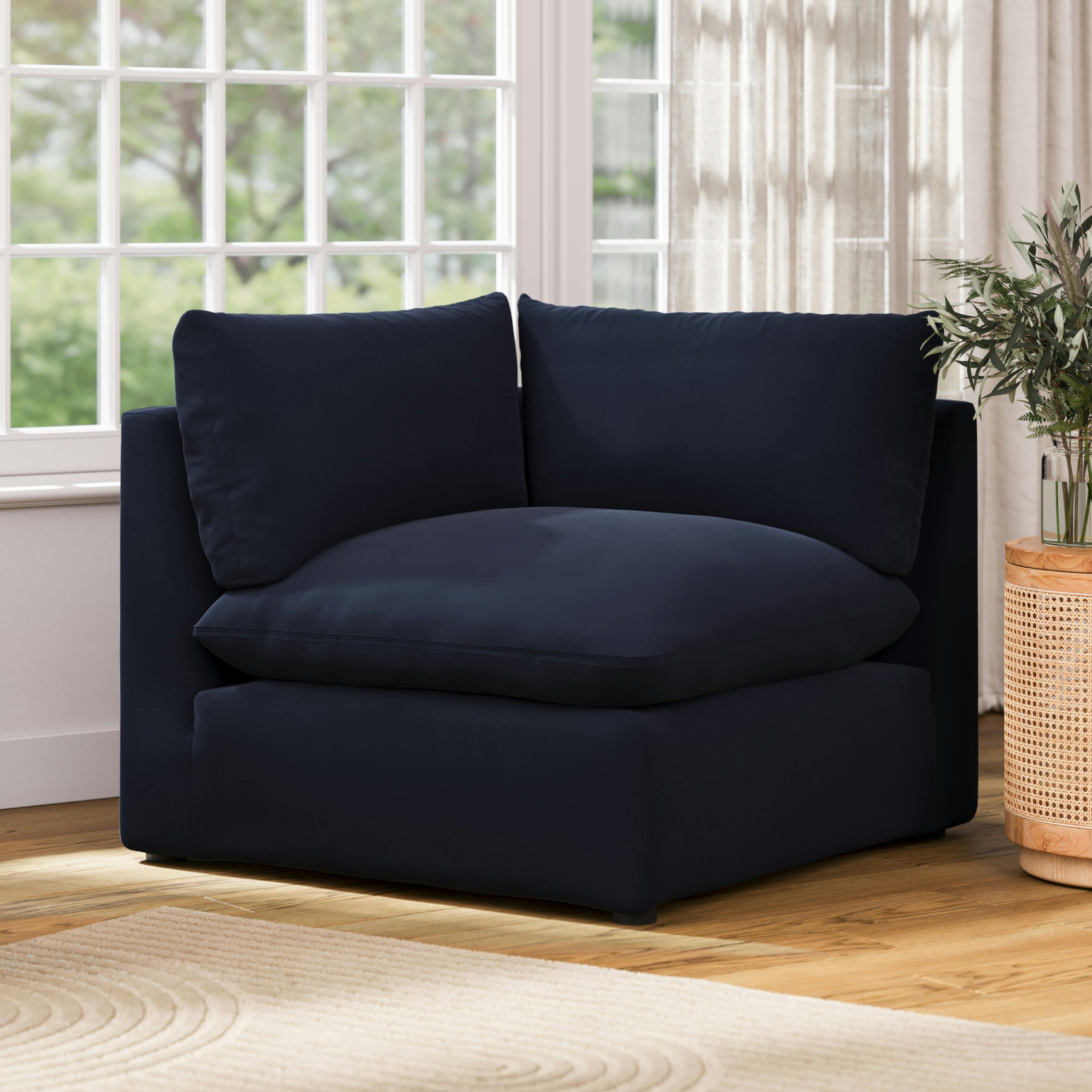 Leigh 41" Velvet Corner Chair Module - Hale Ink