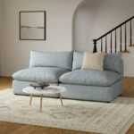 Leigh 79" Armless Modular Sofa - Silver Light Blue
