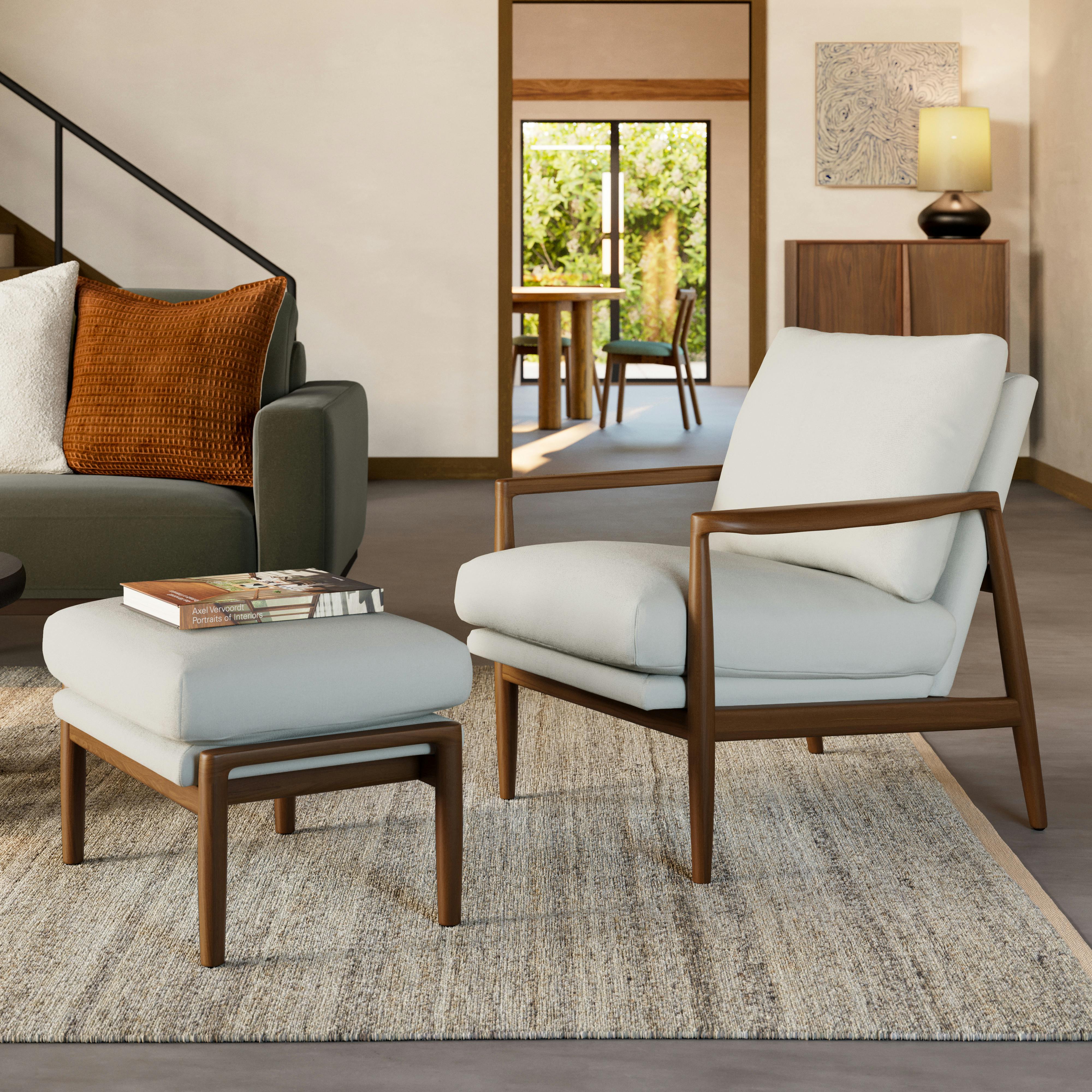 Bavel 28.5" Lounge Set - Walnut and Field Ivory