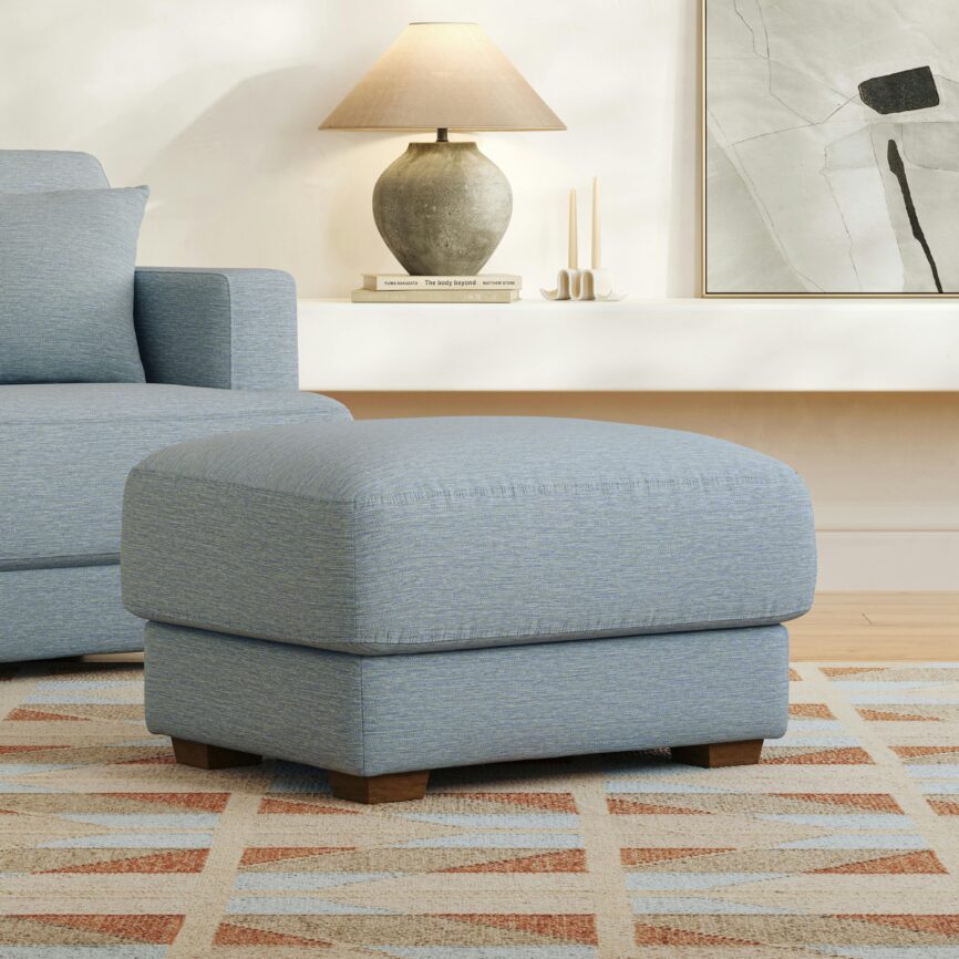 Dawn 36" Ottoman - Silver Light Blue
