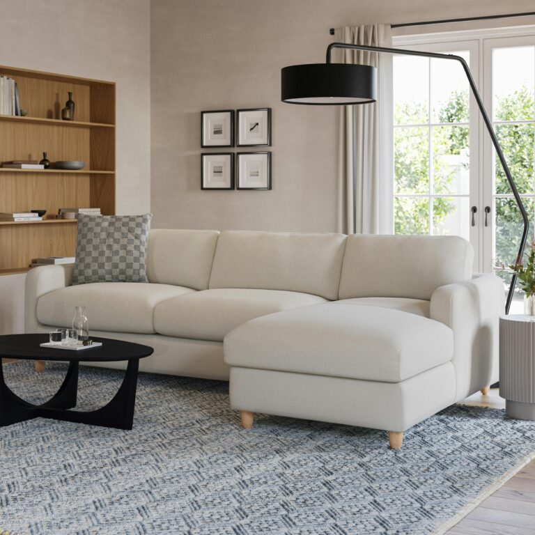 Vati 114" Right Storage Sleeper Sectional - Natural Oak and Buckler Ivory