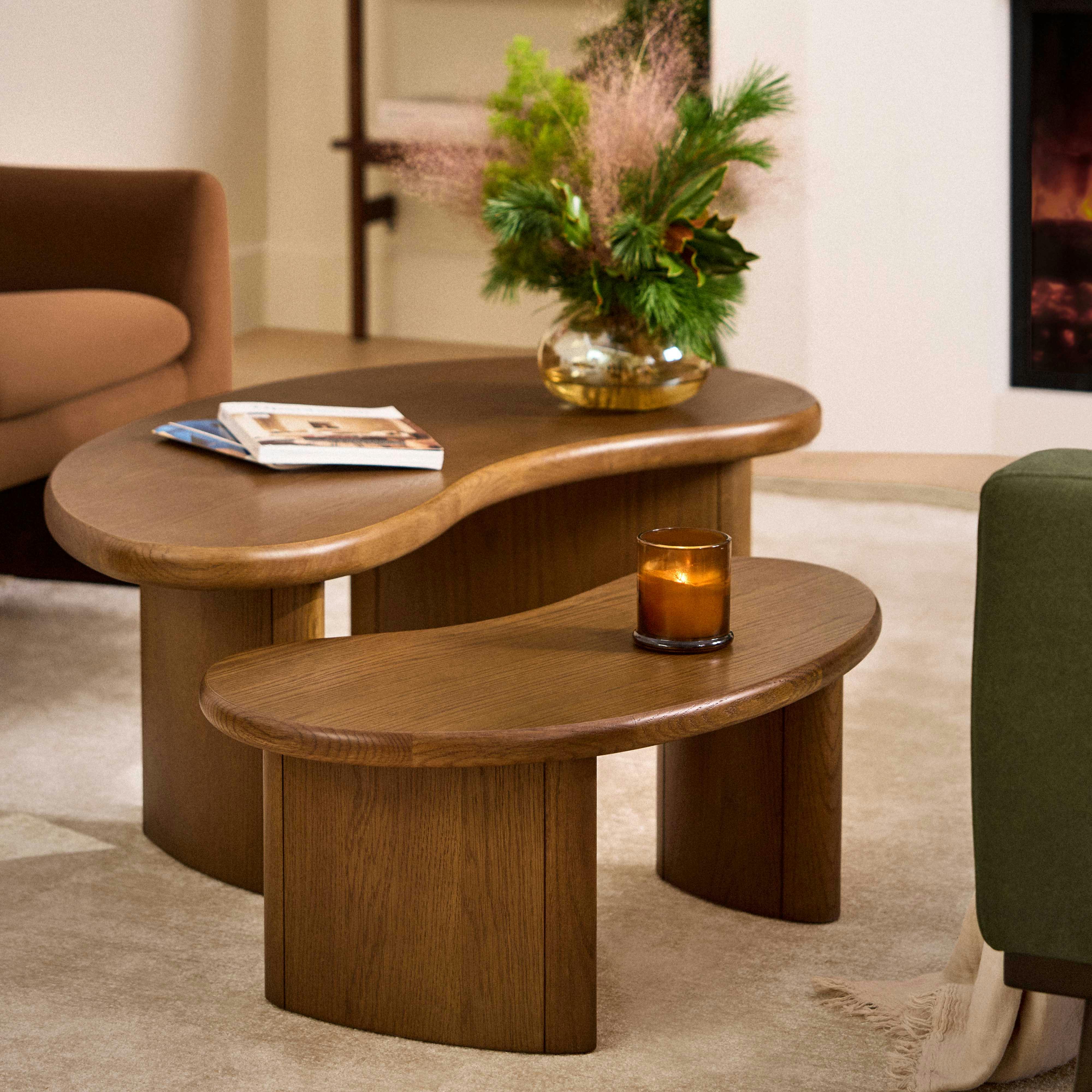 Neah 49" Nesting Coffee Table Set - Smoked Oak