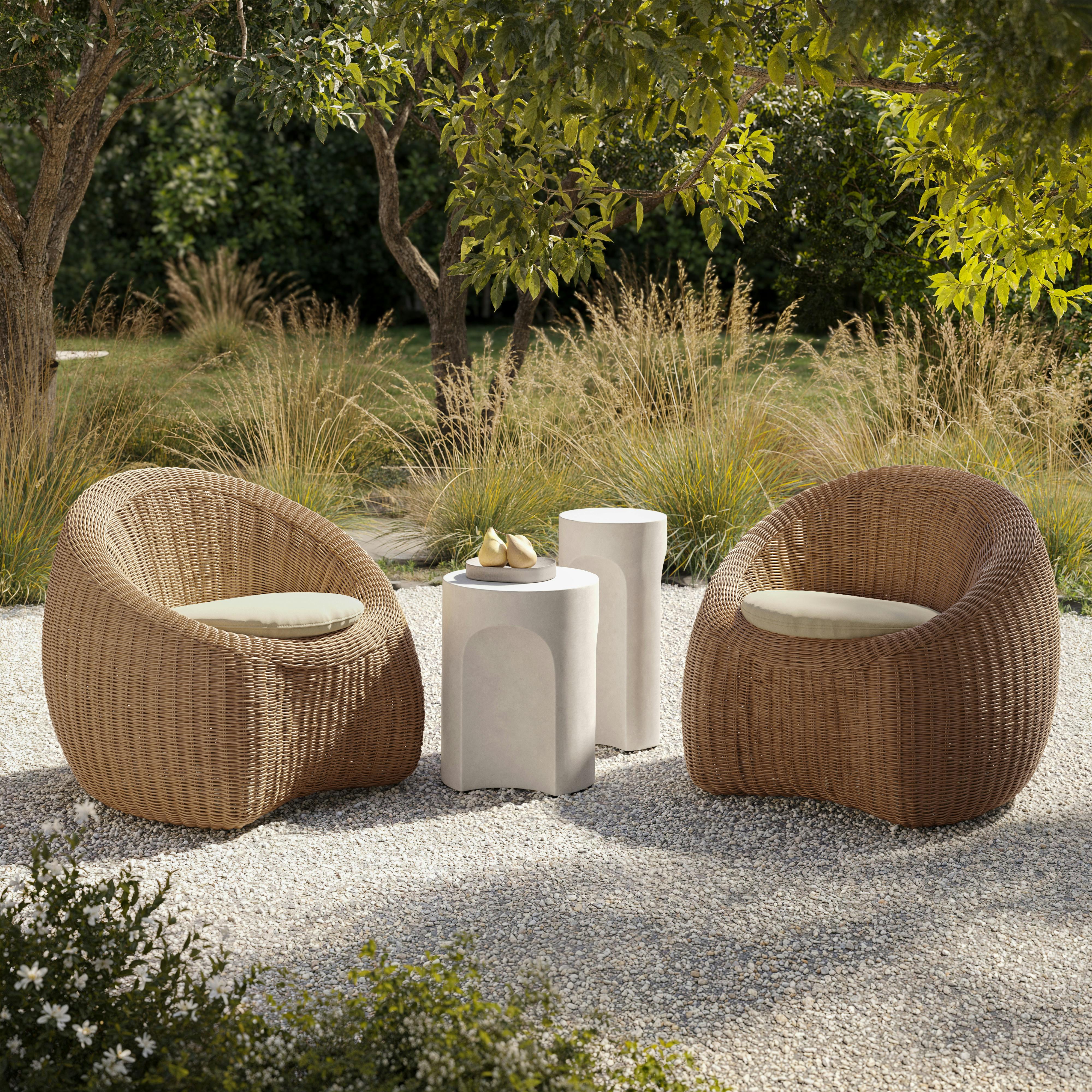Avila Outdoor Swivel Chair Set - Dravite Ivory