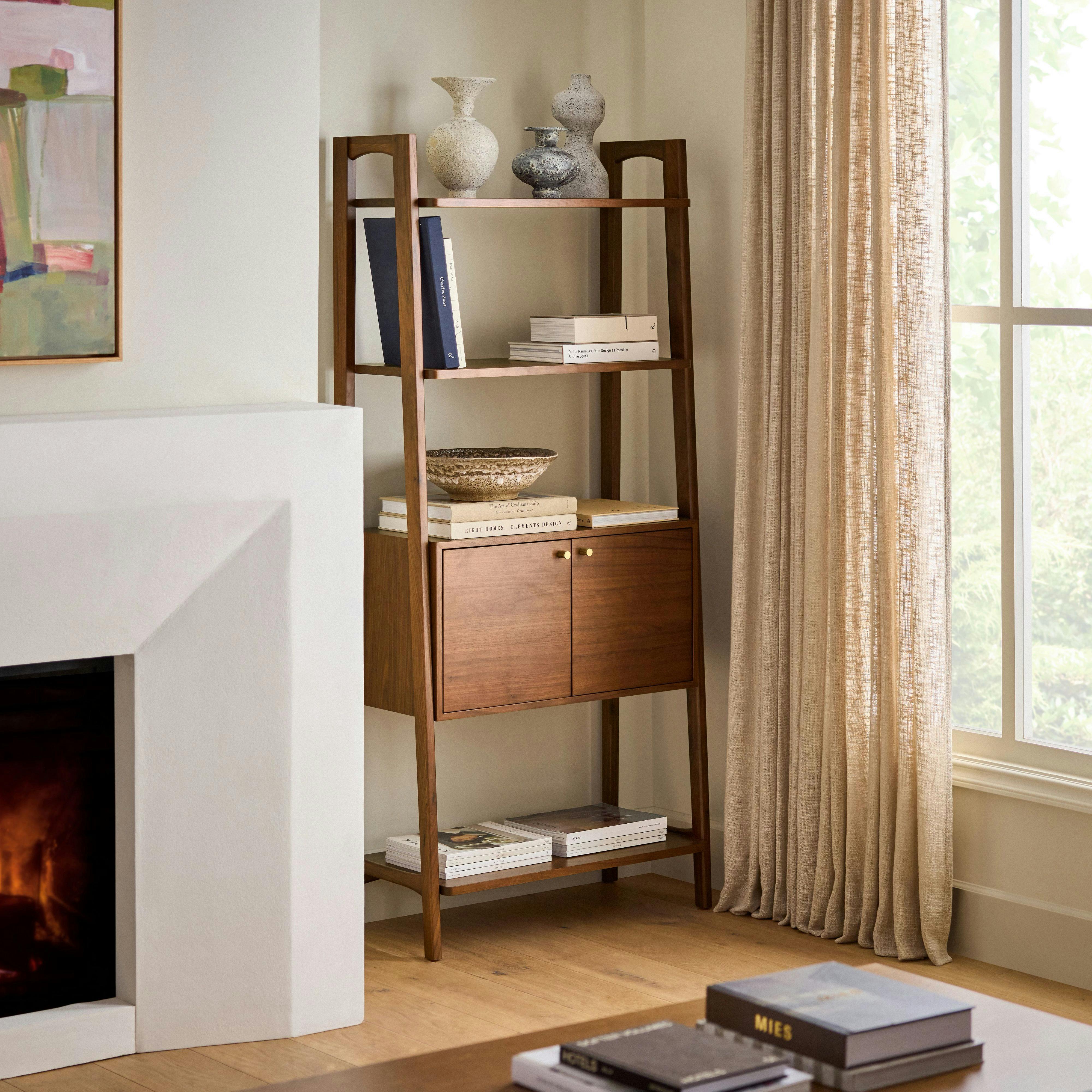 Krossa 31.5" Shelving Unit with Storage - Walnut