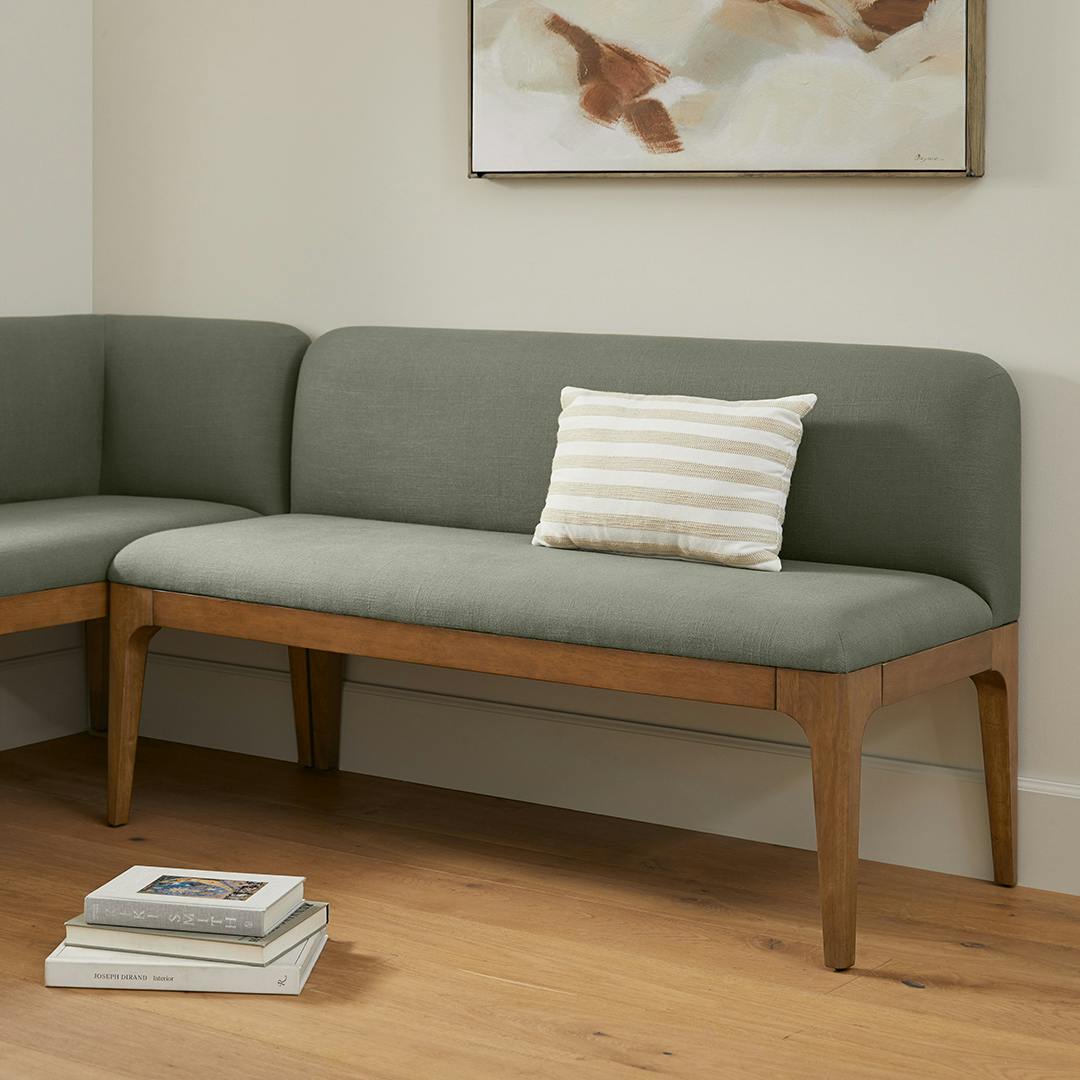 Rosin 53" Armless Banquette - Smoked Oak and Welsh Green