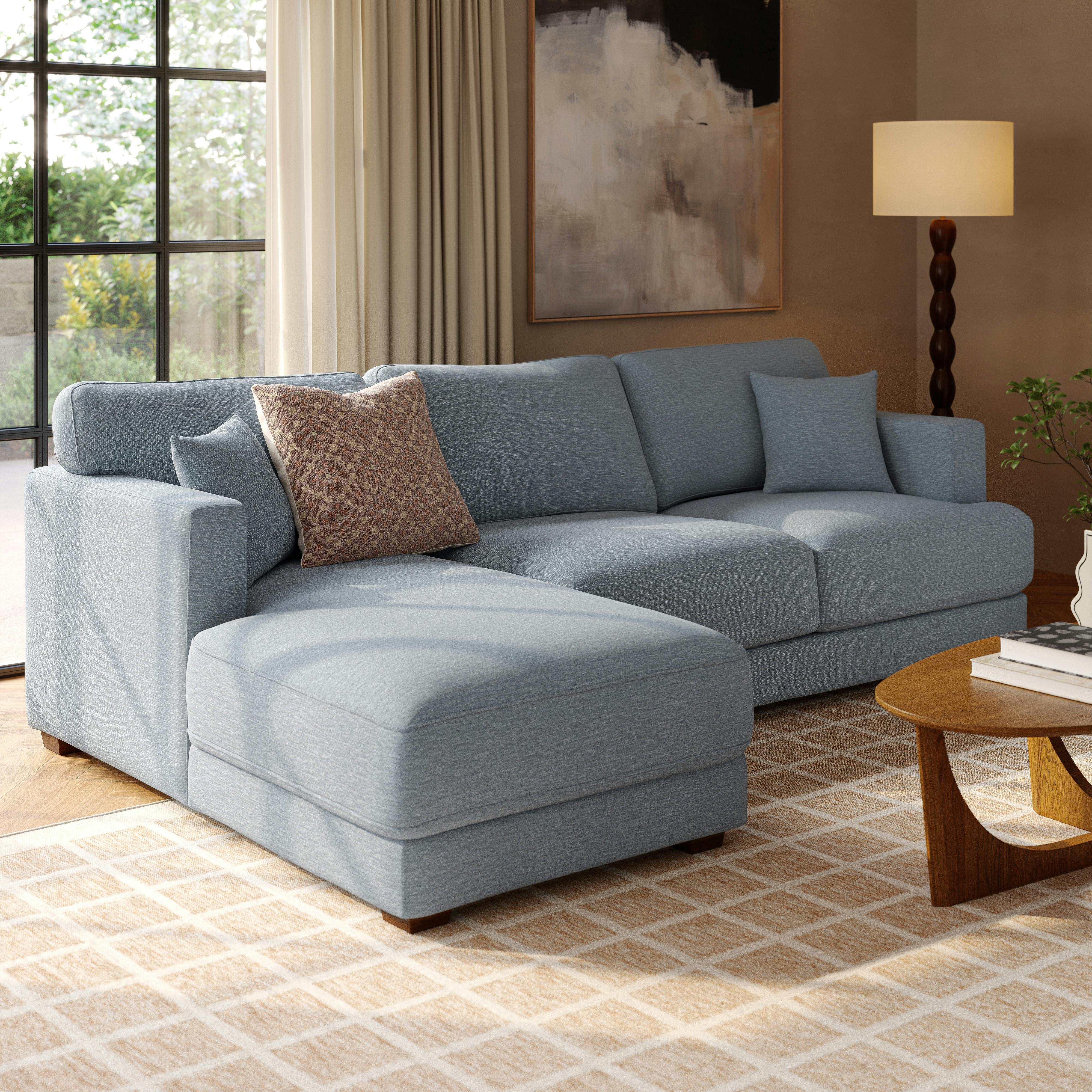 Dawn 100" Left Sectional - Silver Light Blue