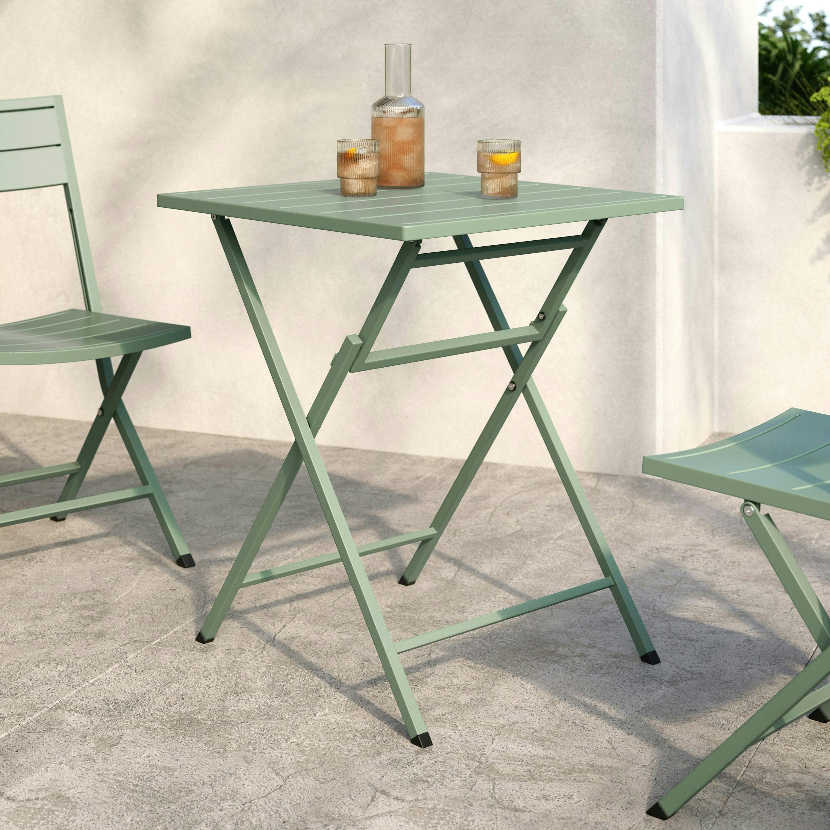 Nina Outdoor Folding Cafe Table - Khaki Green