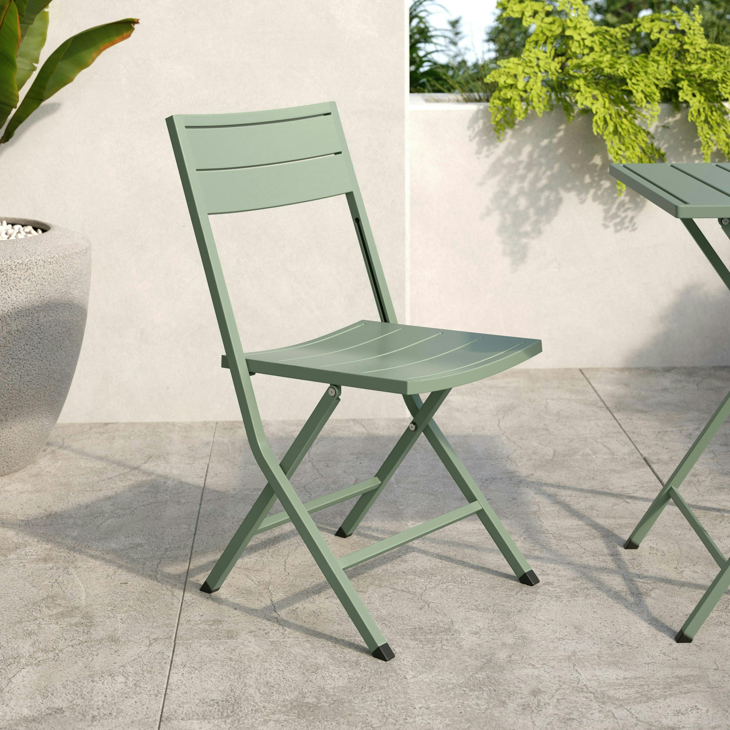 Nina Outdoor Folding Dining Chair - Khaki Green