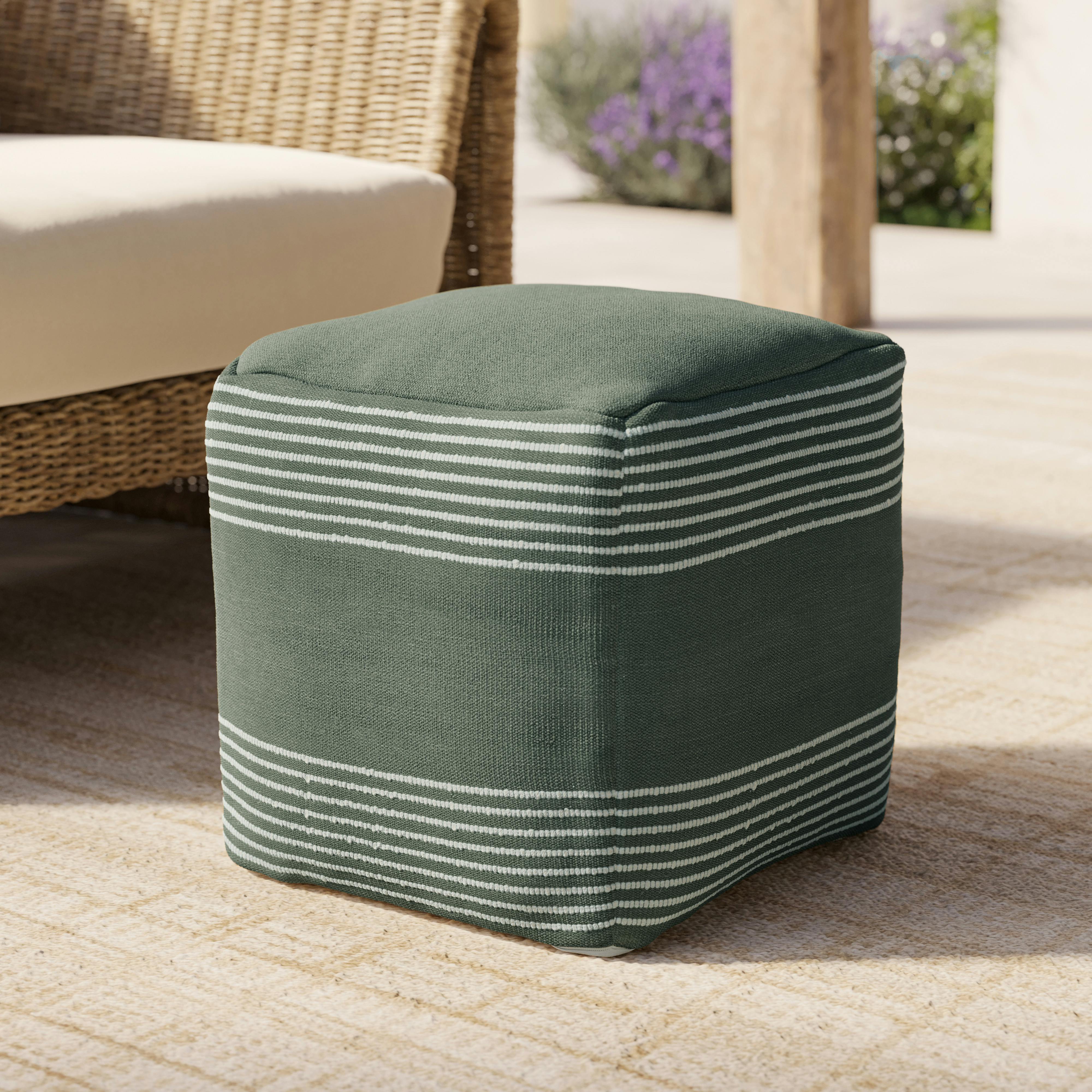 Mika 16" Indoor/Outdoor Pouf - Sea Green