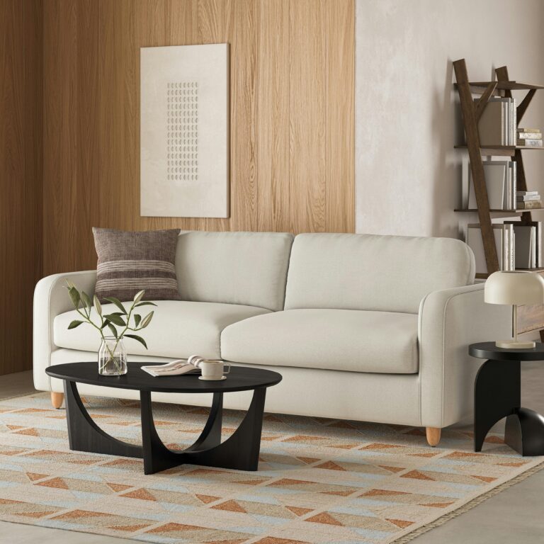 Vati 92" Sofa - Natural Oak and Buckler Ivory