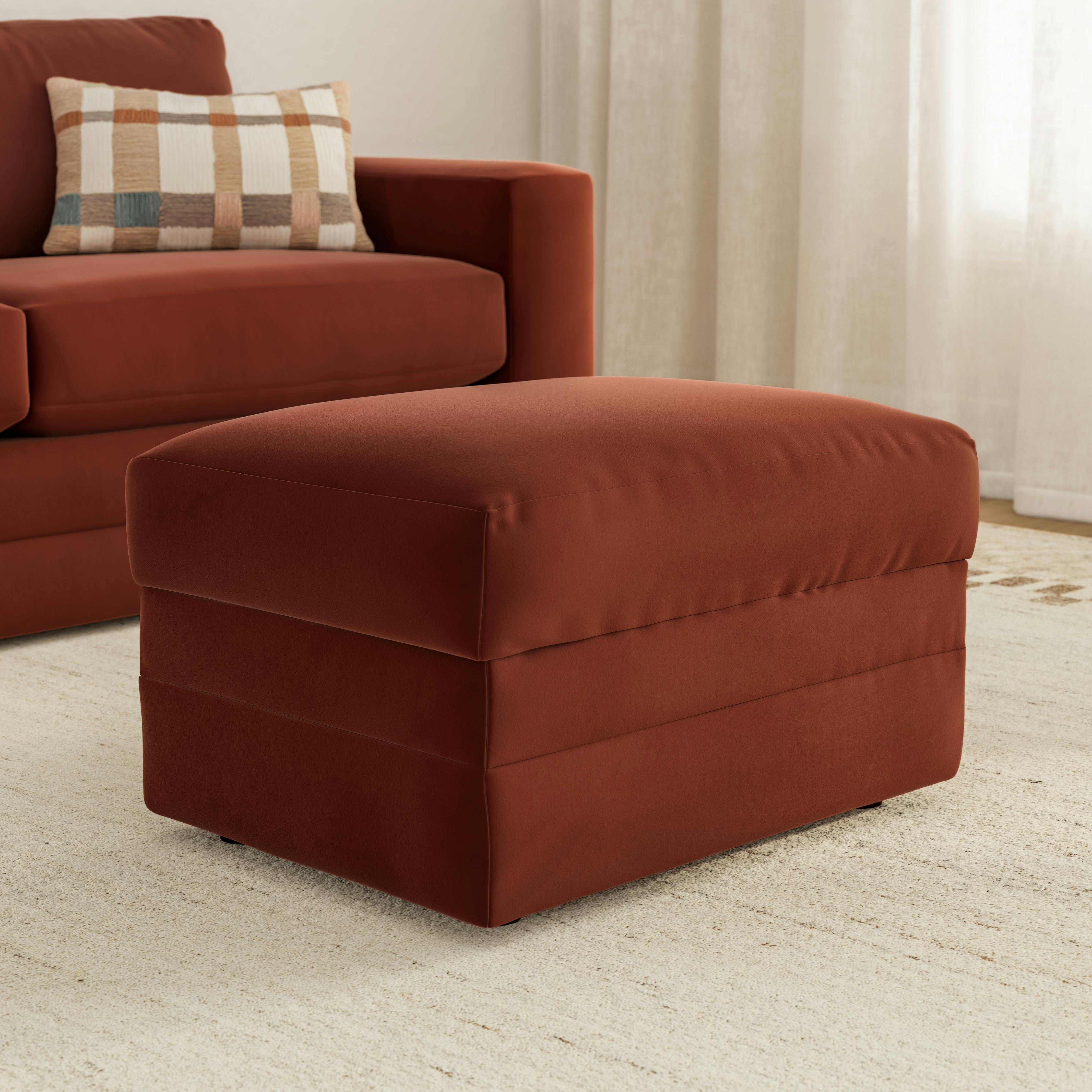 Riley 28" Velvet Ottoman - Hale Rust