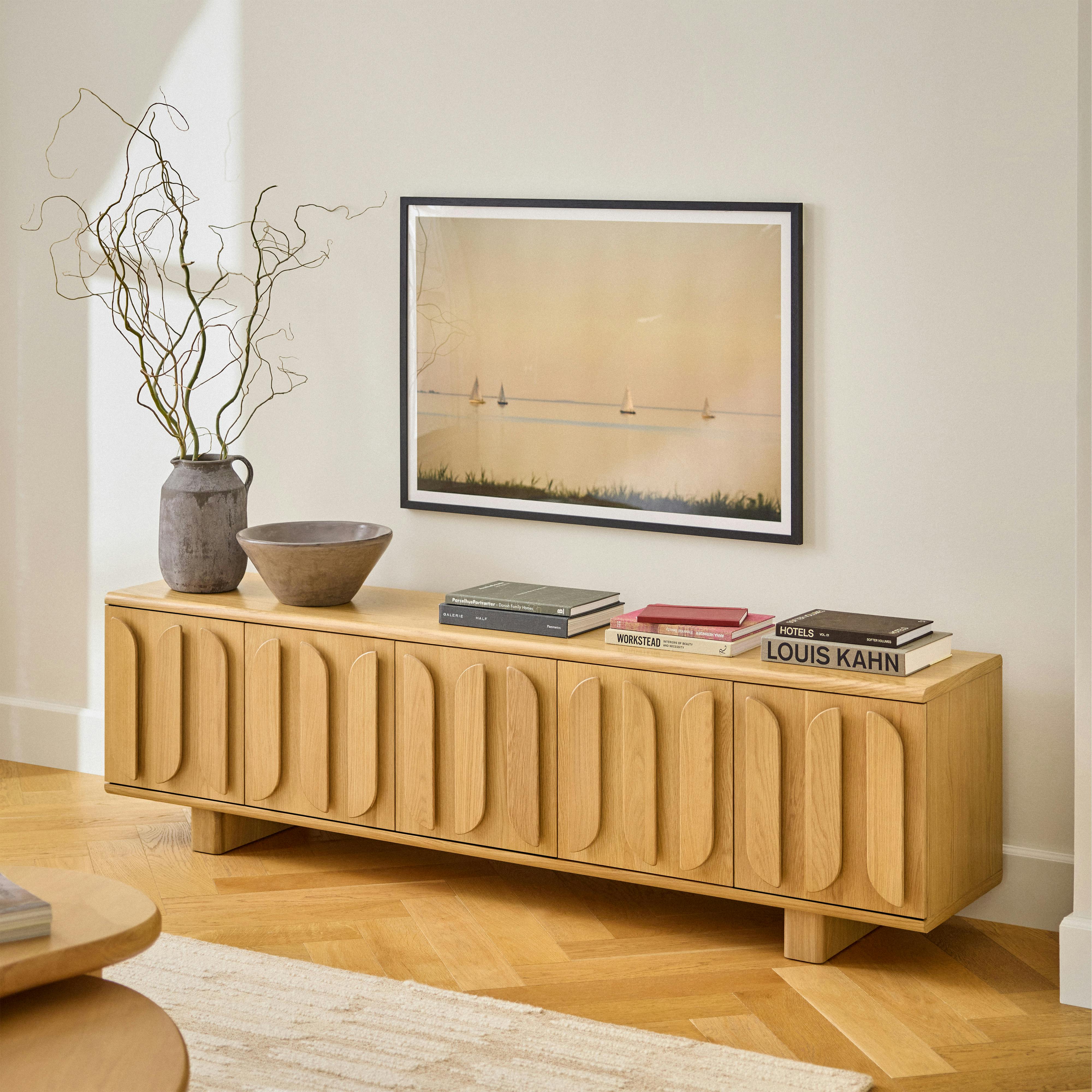 Ansel 79" Media Unit - Natural Oak