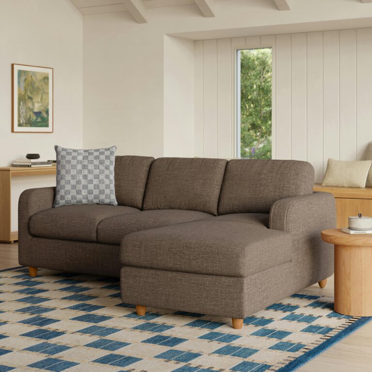 Vati 90.5" Right Storage Sectional - Honey Oak and Buckler Brown