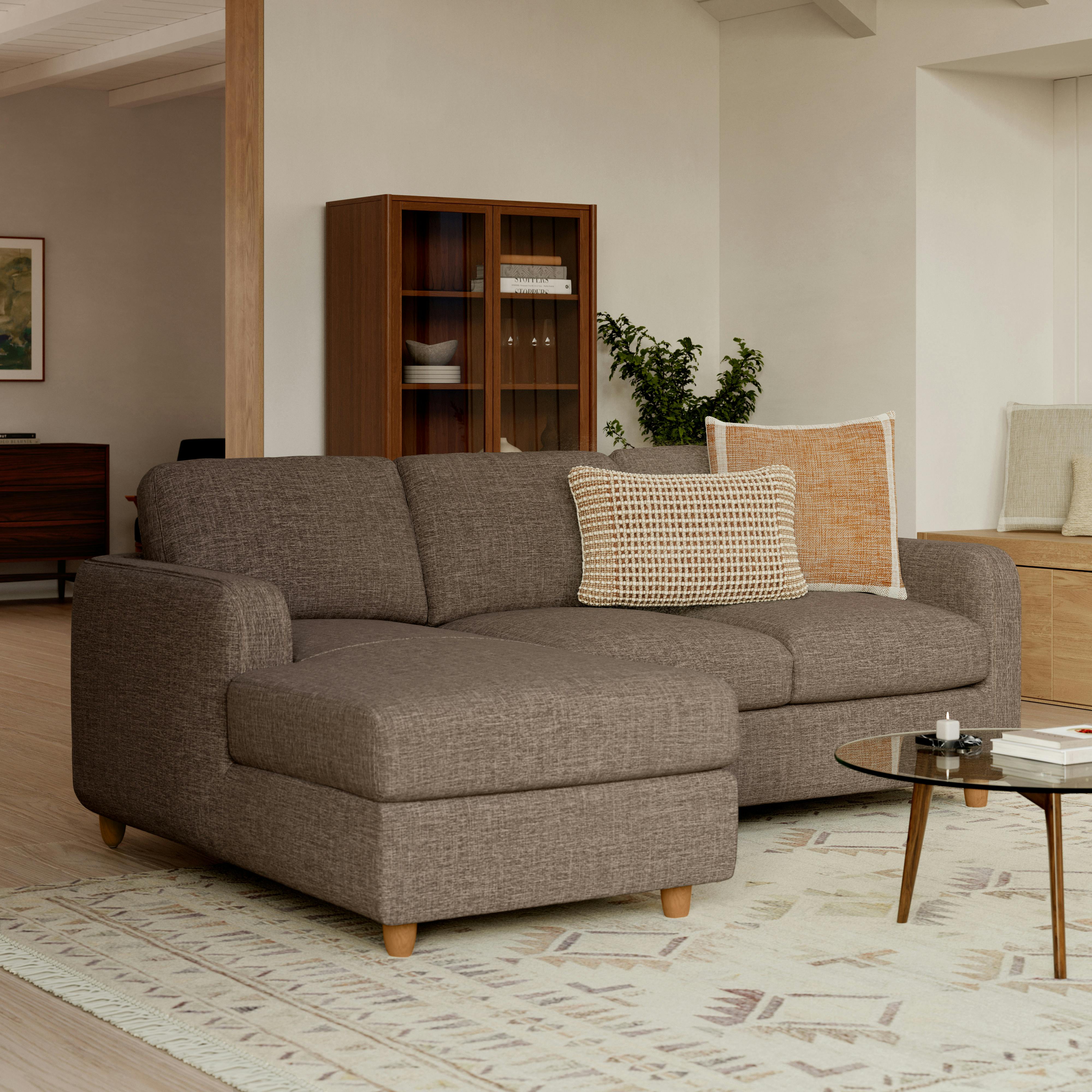 Vati 90.5" Left Storage Sectional - Honey Oak and Buckler Brown