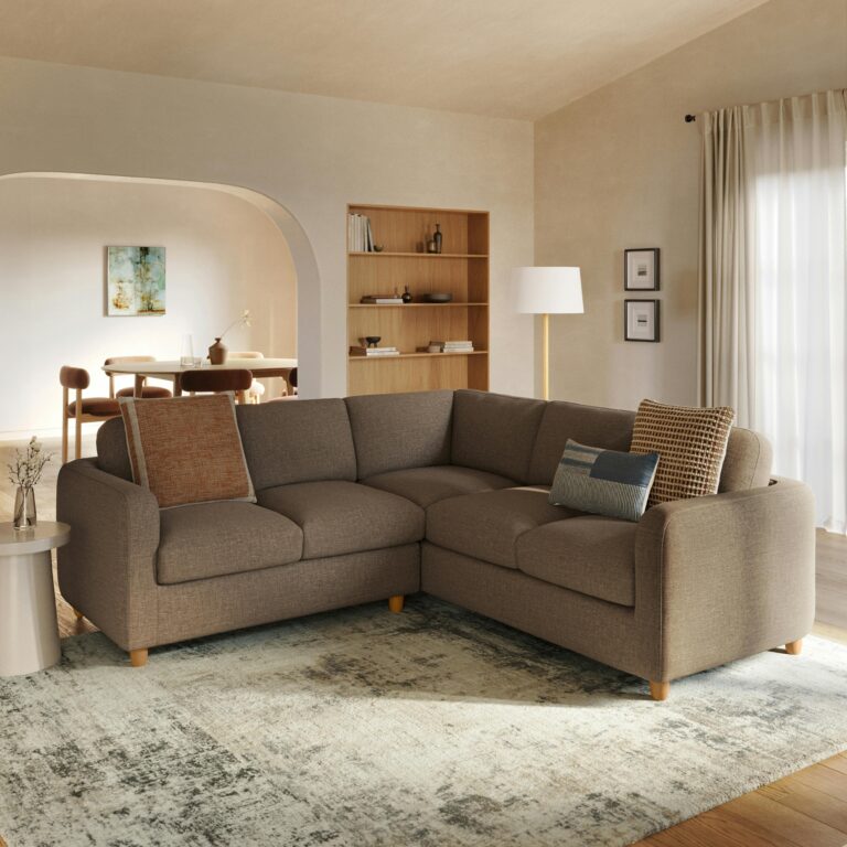 Vati 92" Corner Sectional - Honey Oak and Buckler Brown