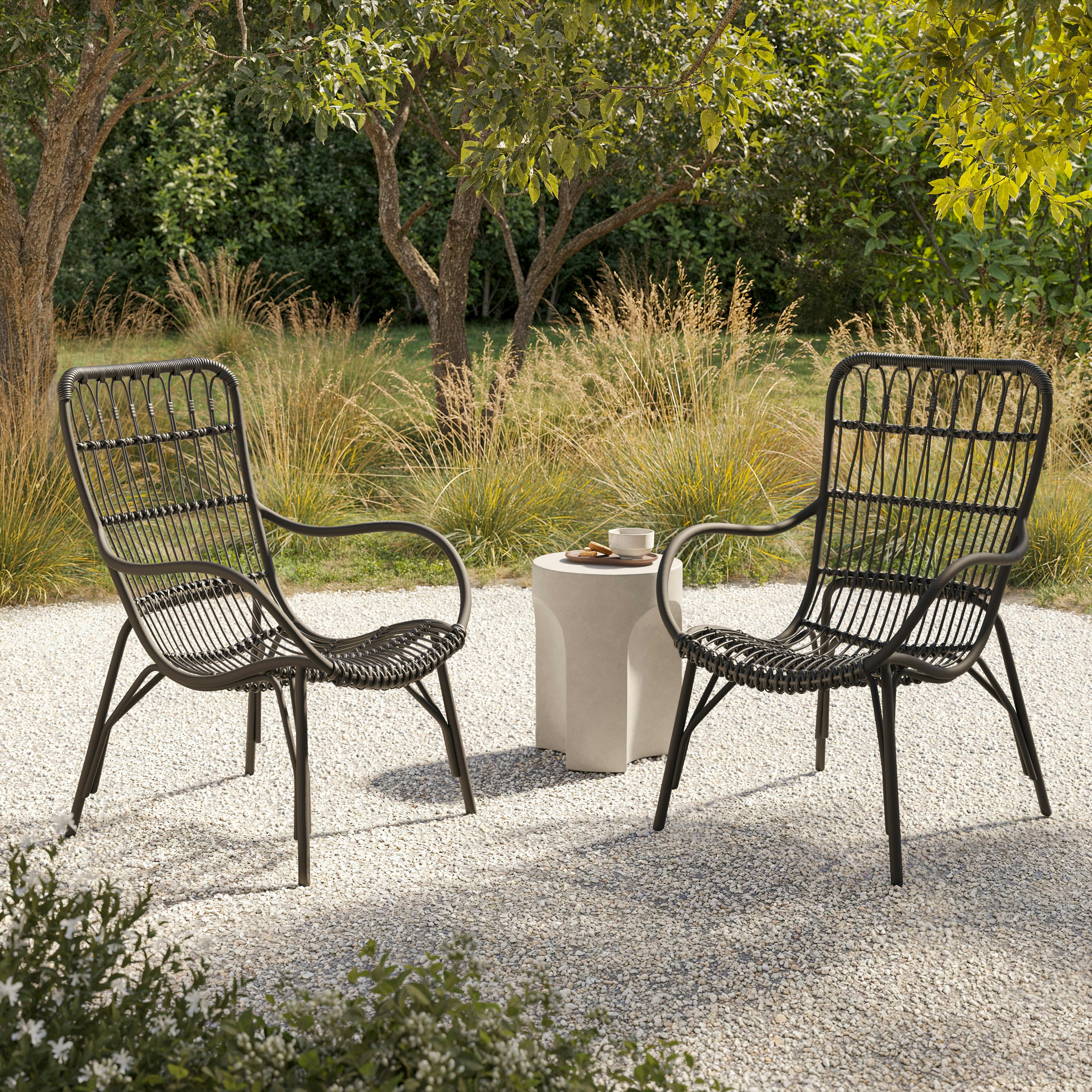 Medan 25" Outdoor Lounge Chair Set - Graphite