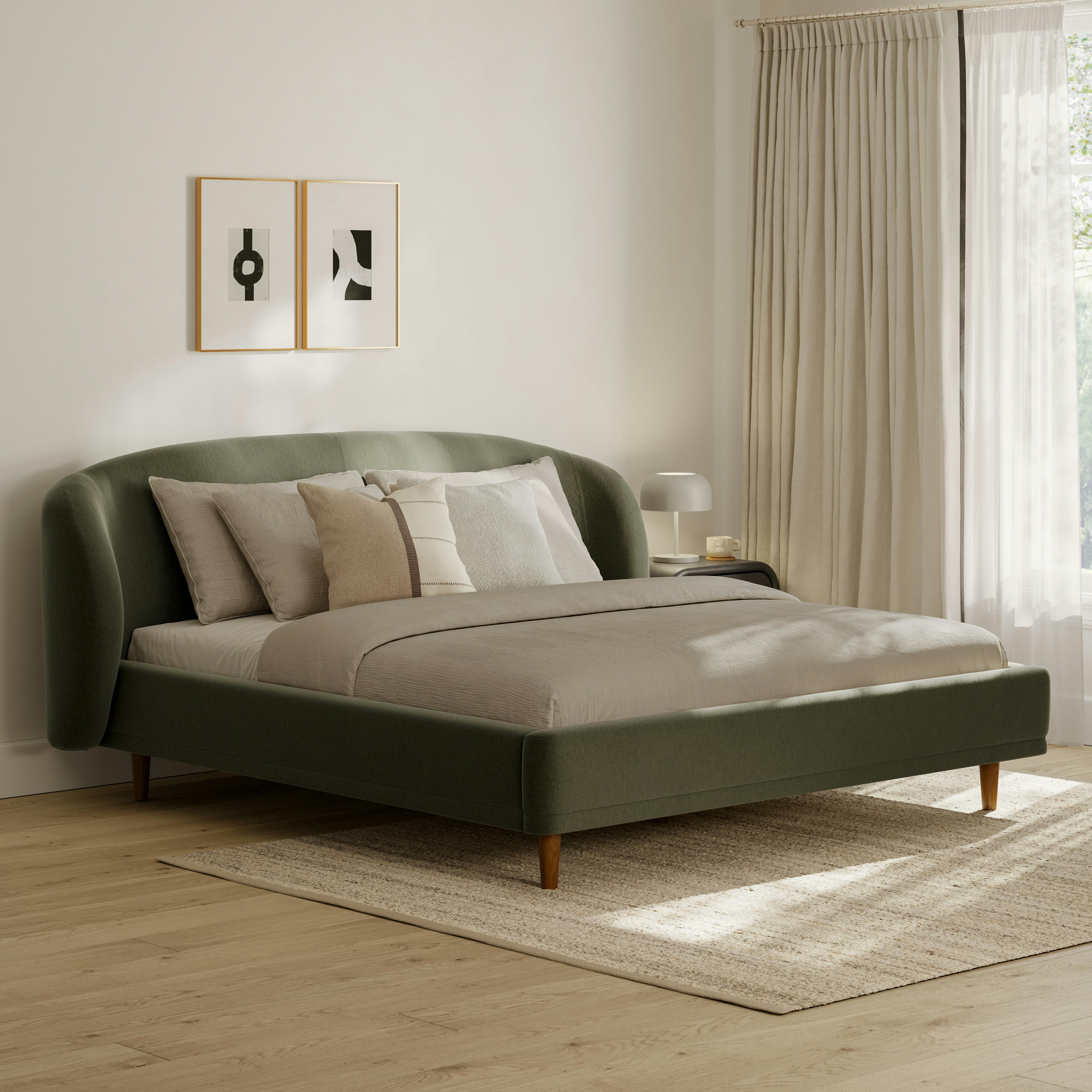 Kayra King Upholstered Bed - Felted Green