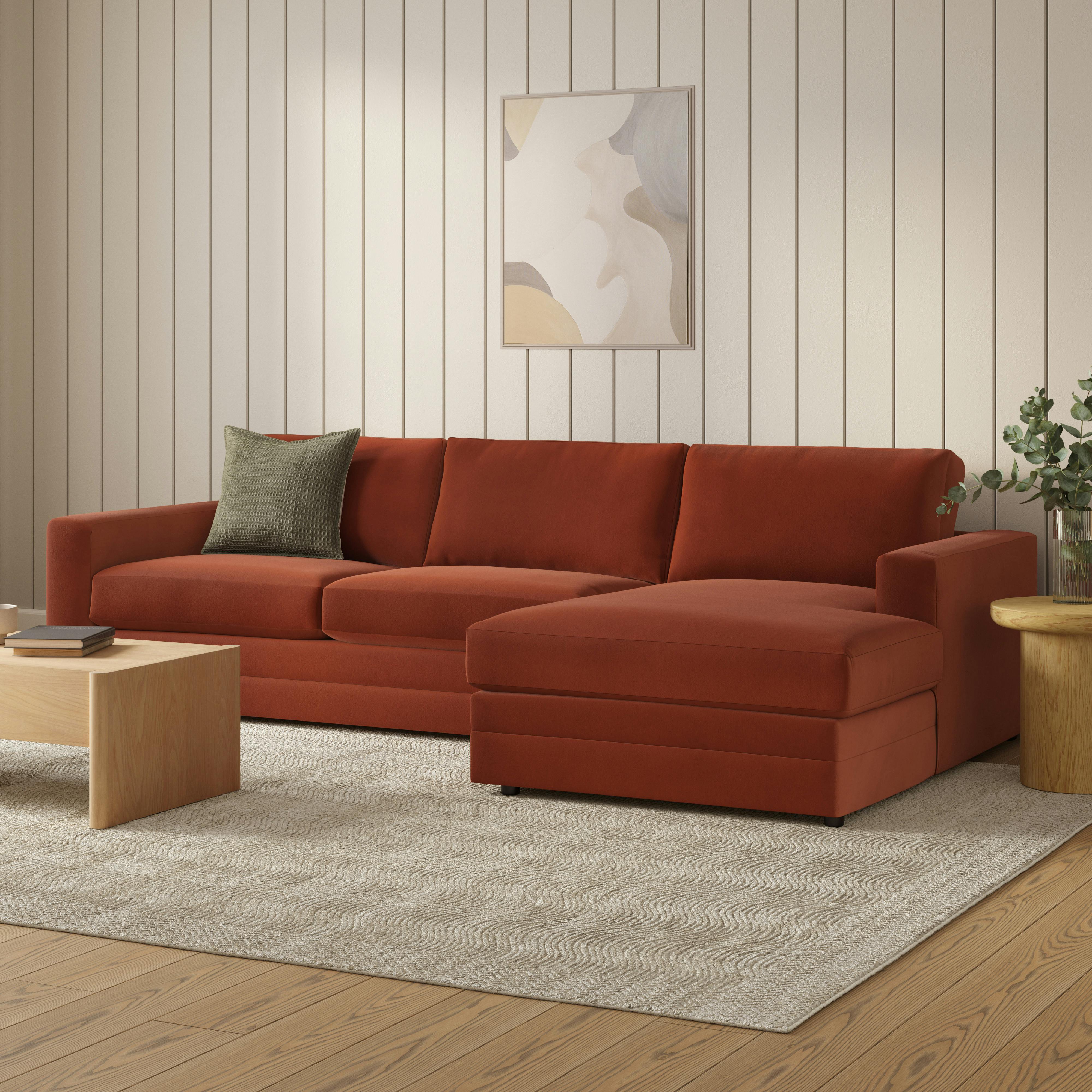 Riley 118.5" Velvet Right Sectional - Hale Rust