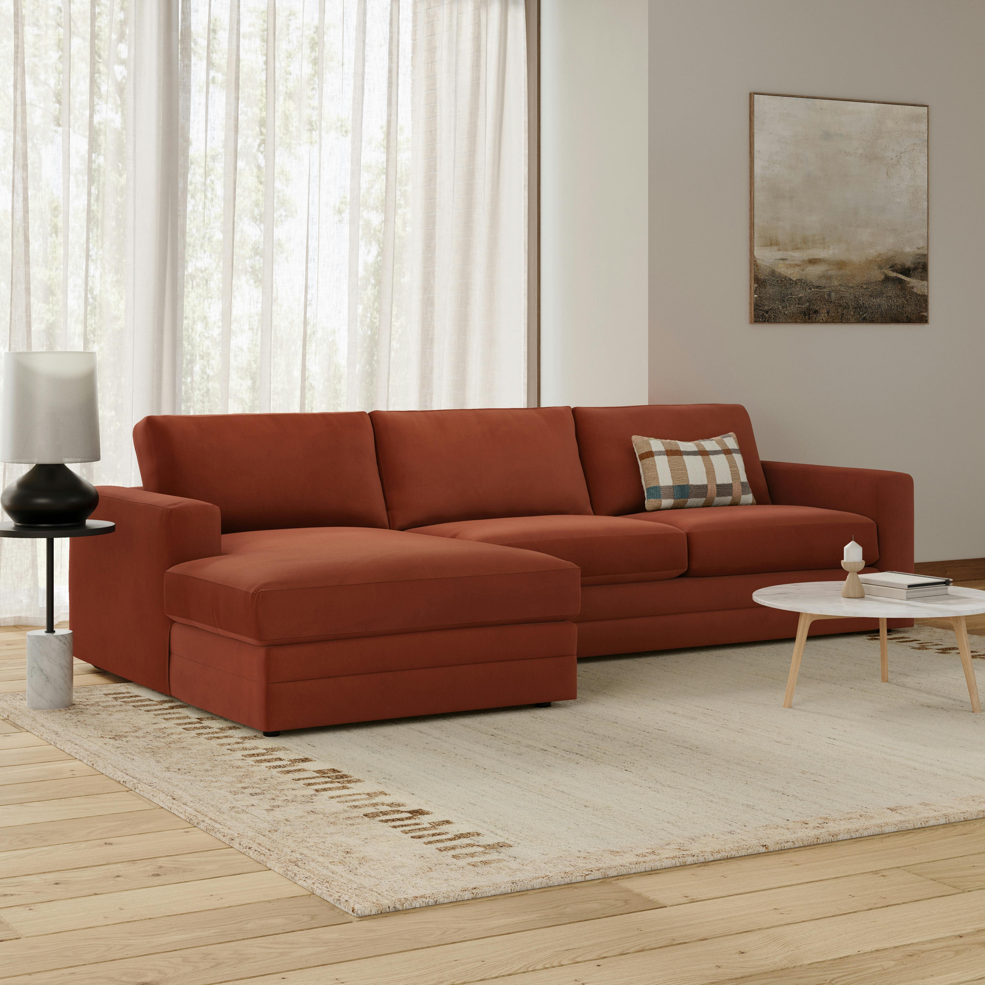 Riley 118.5" Velvet Left Sectional - Hale Rust