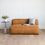 Cigar 56" Leather Loveseat - Rawhide Tan